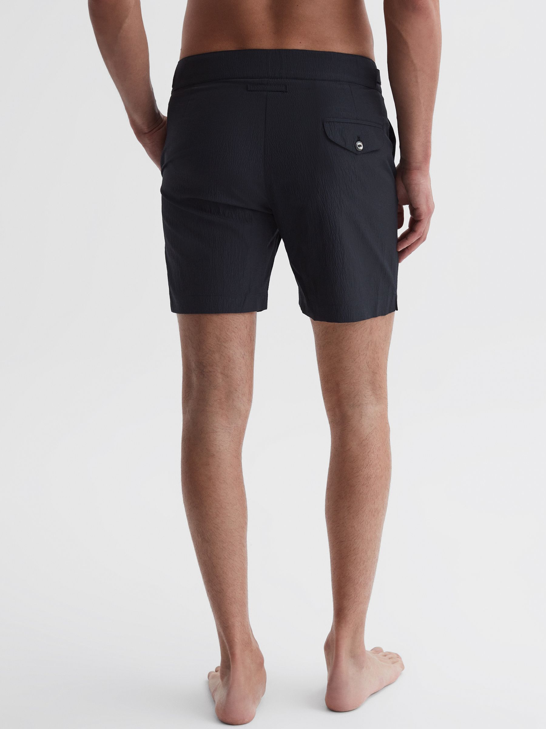 Hemingsworth Side Adjuster Swim Shorts in Navy Stripe - Image 4 of 5