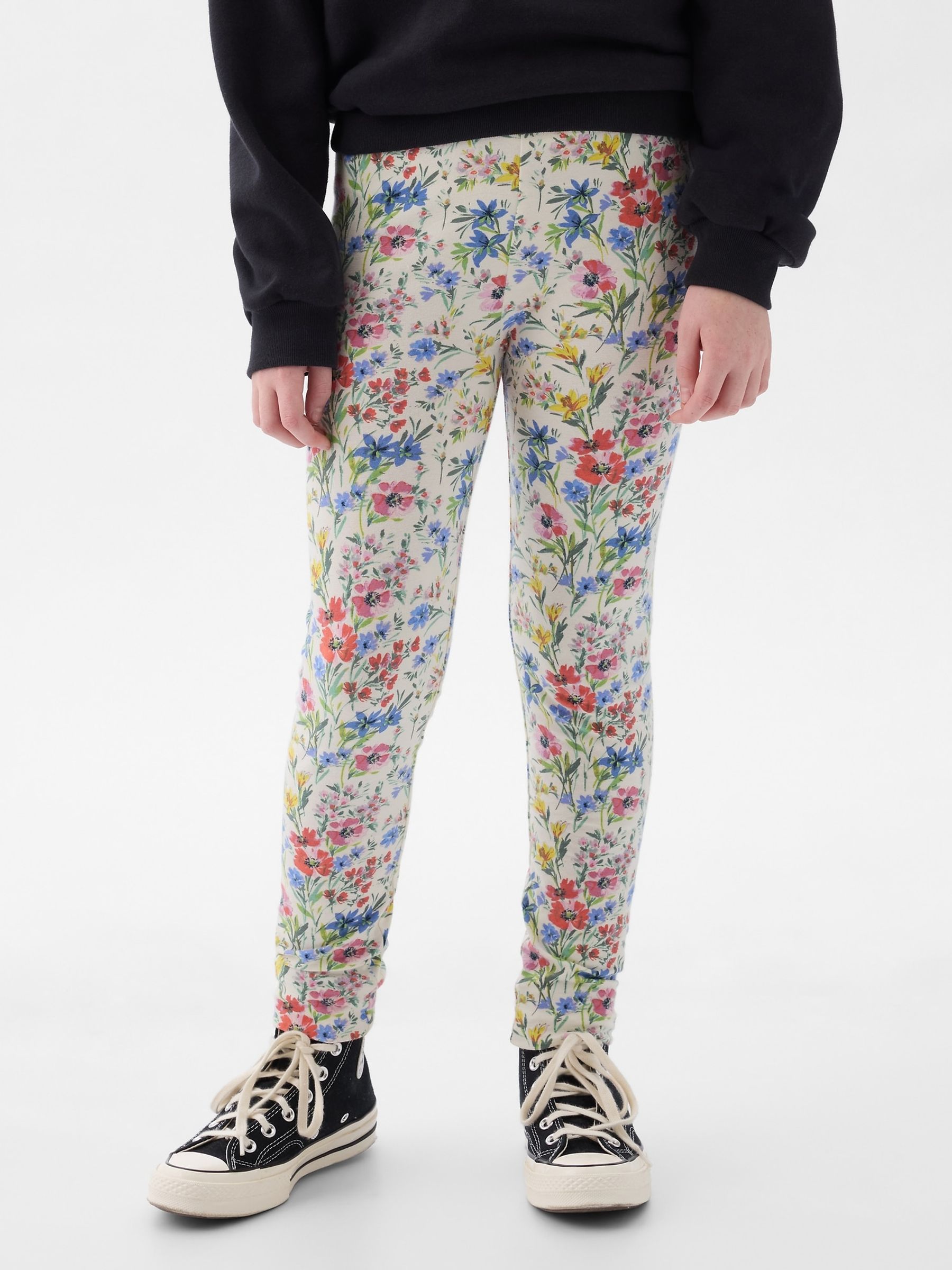 White Floral Print Leggings (4-13yrs) - Image 1 of 5