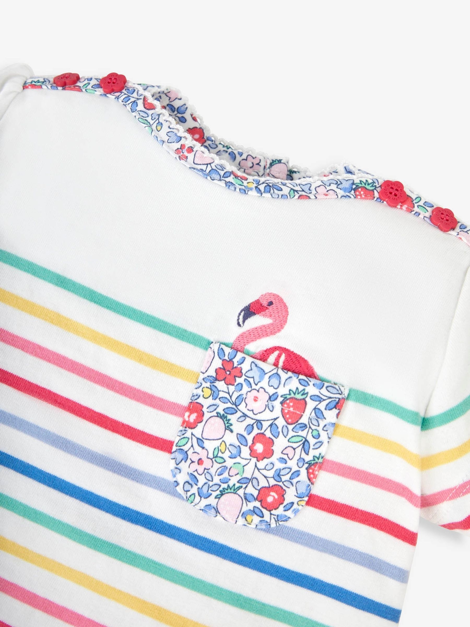 Rainbow Stripe Flamingo Pocket Breton T-Shirt - Image 2 of 3