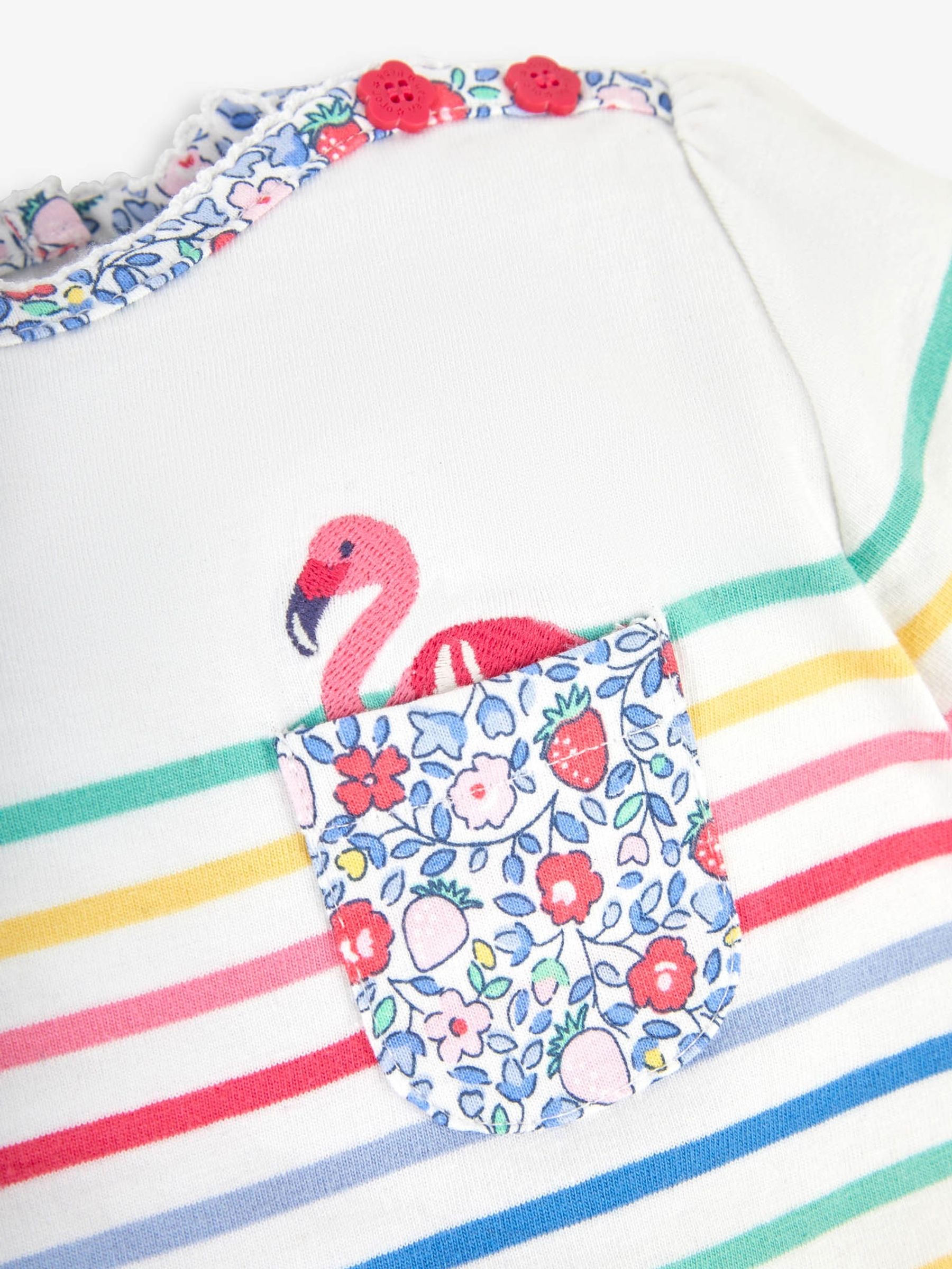 Rainbow Stripe Flamingo Pocket Breton T-Shirt - Image 3 of 3