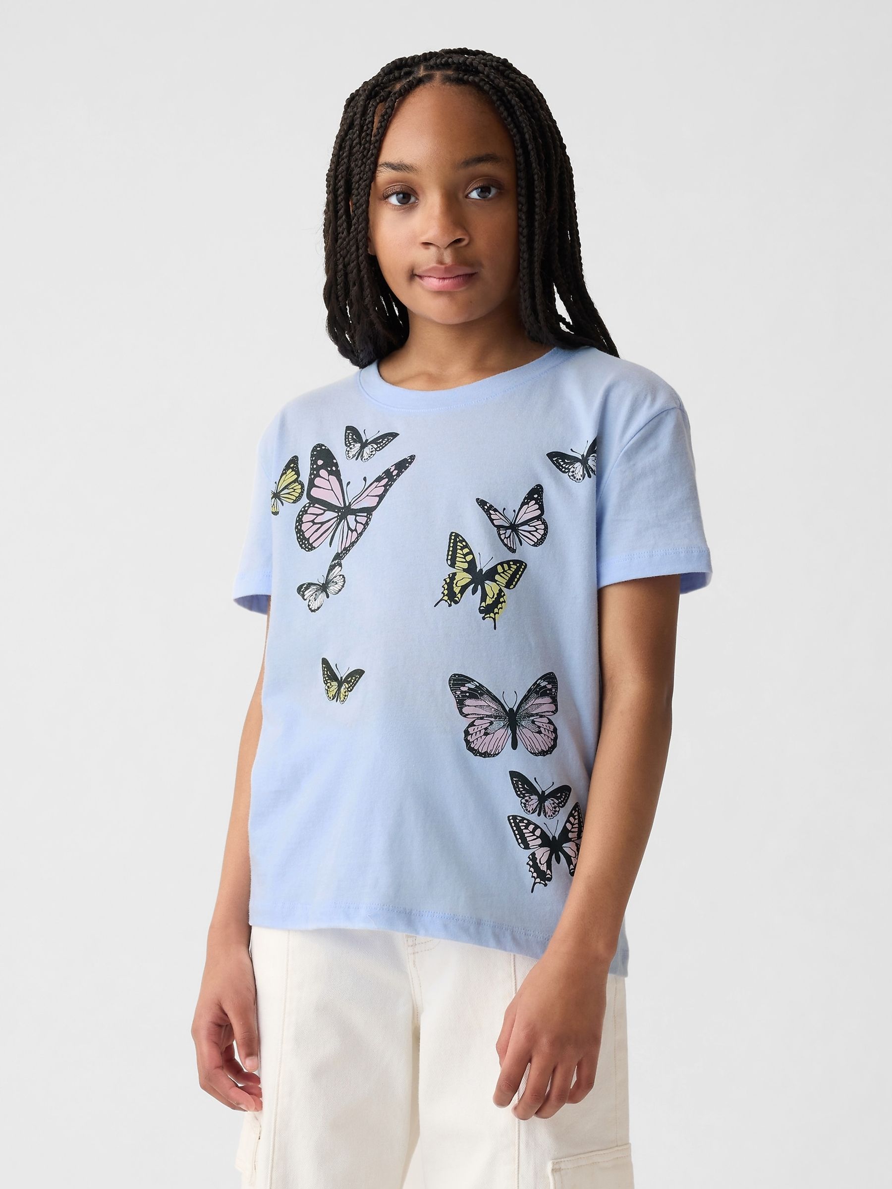 Blue Butterfly Graphic Short Sleeve Crew Neck T-Shirt (4-13yrs) - Image 1 of 1