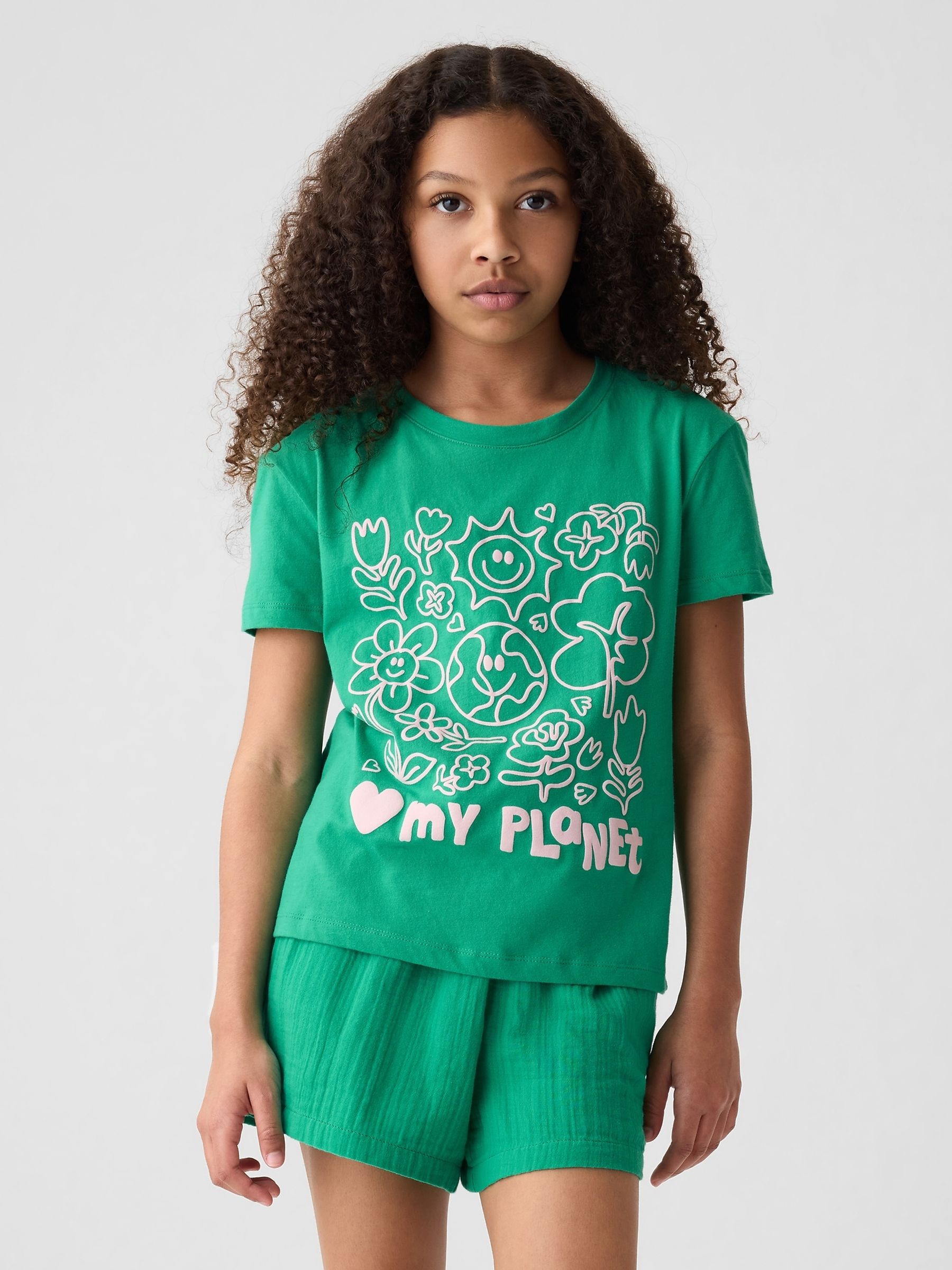 Green Planet Slogan Graphic Crew Neck Short Sleeve T-Shirt (4-13yrs) - Image 1 of 4