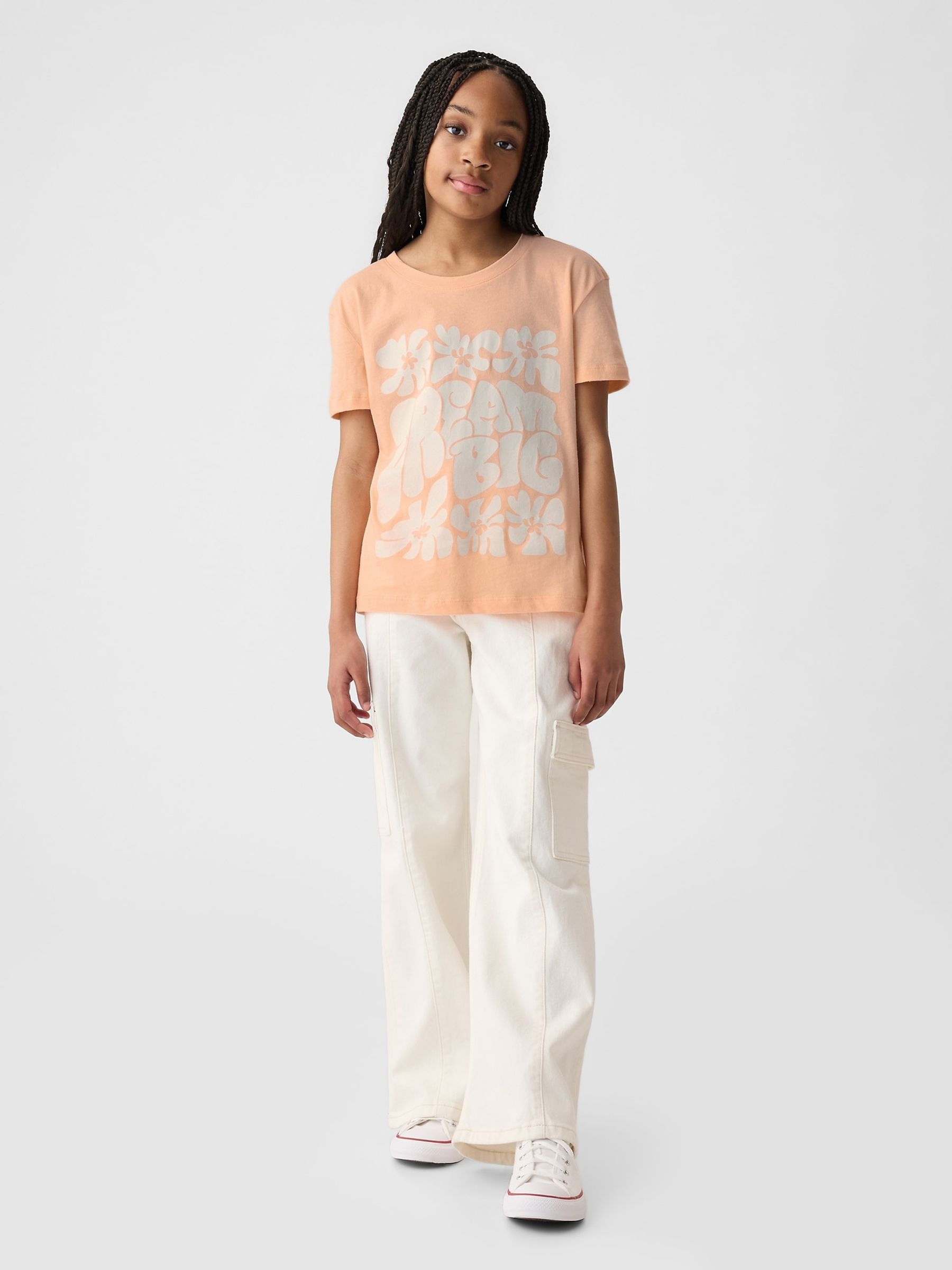 Orange Flower Slogan Graphic Crew Neck Short Sleeve T-Shirt (4-13yrs) - Image 3 of 4