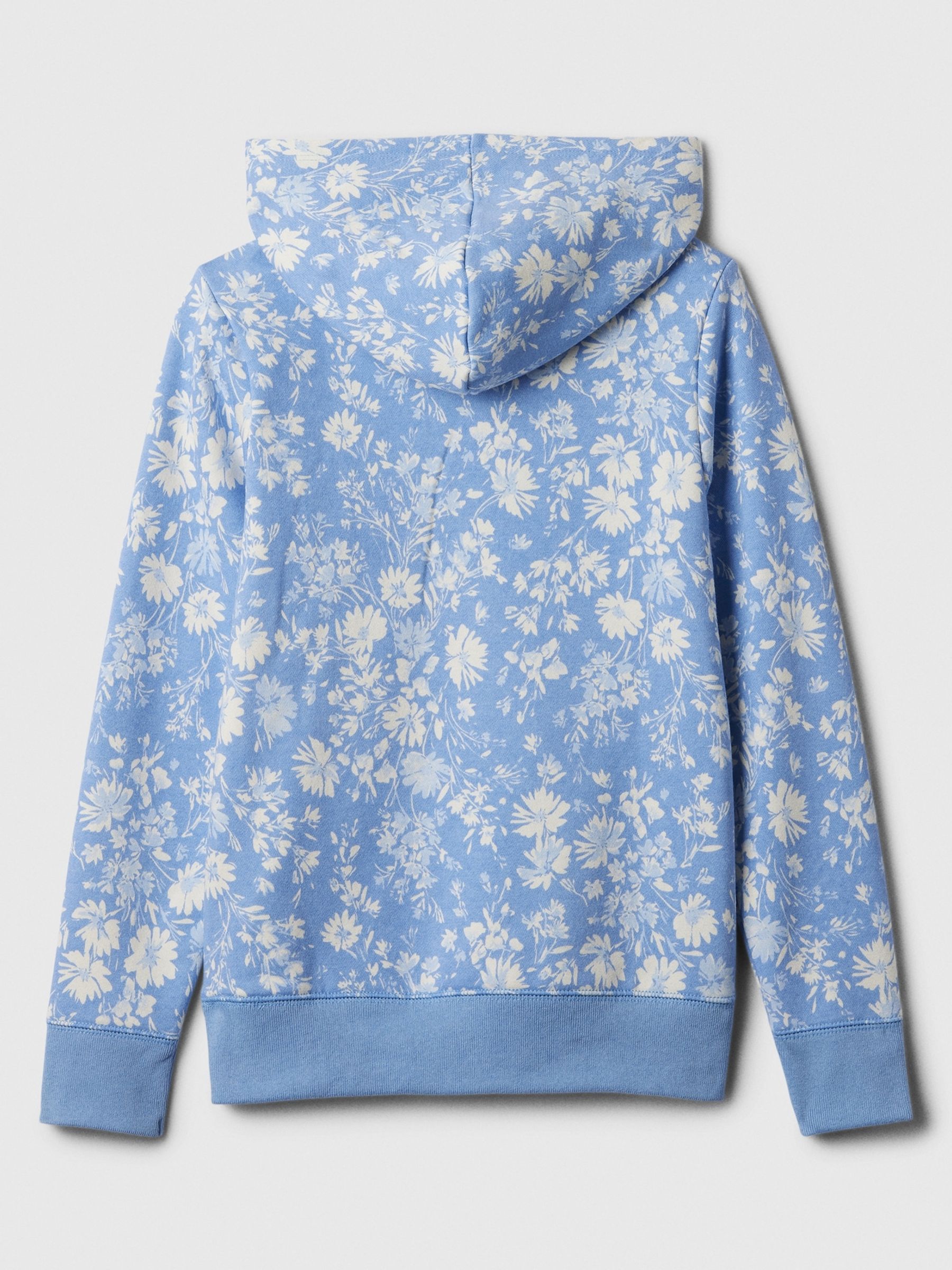Blue/White Floral Logo Graphic Print Hoodie (4-13yrs) - Image 2 of 2