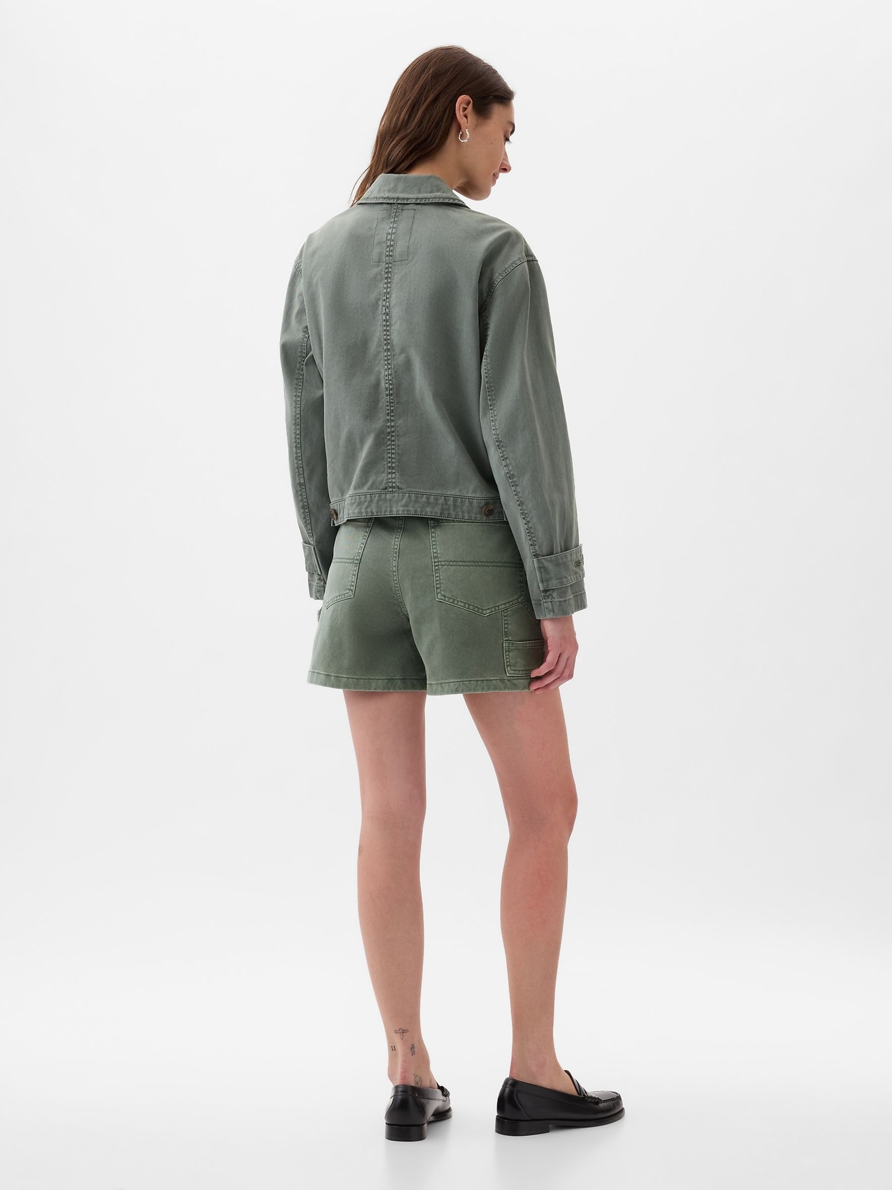 Green Cotton Twill Carpenter Shorts - Image 2 of 8
