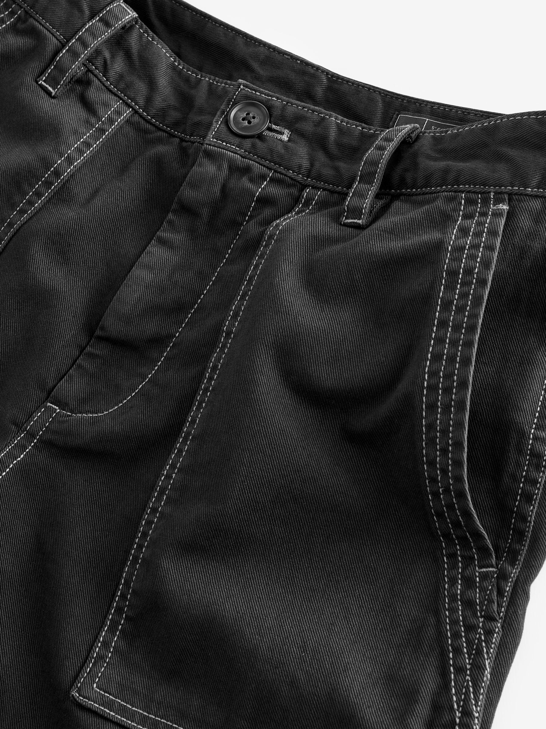 Black Cotton Twill Carpenter Shorts - Image 9 of 10