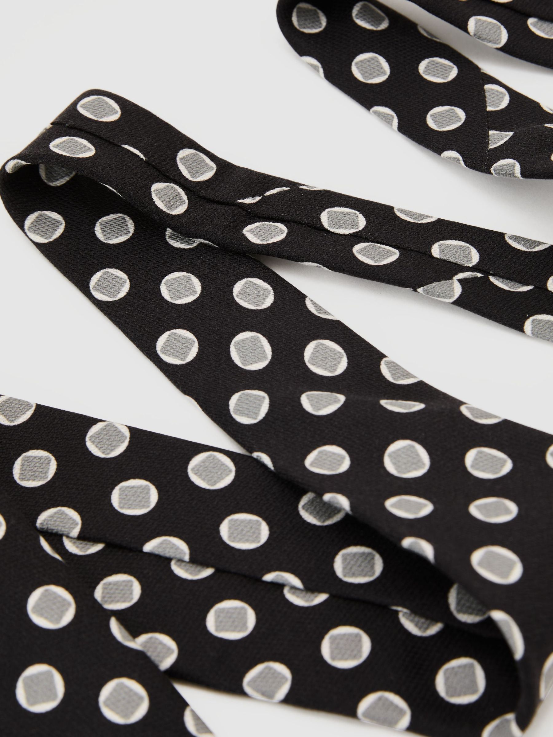 Silk Geometric Square Medallion-Print Tie in Black - Image 3 of 5