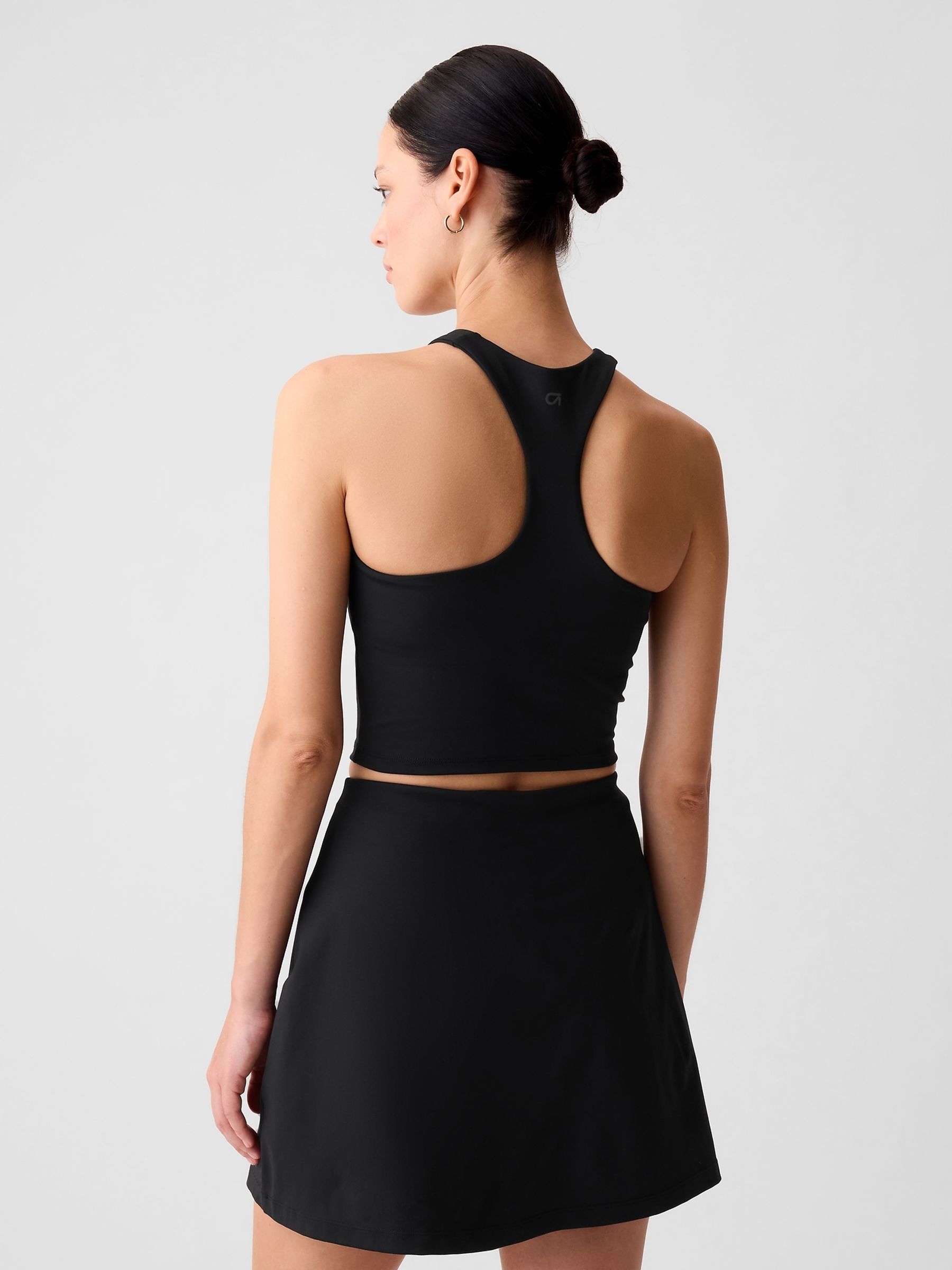 Black Cropped Sports Tank Bra - Image 2 of 5