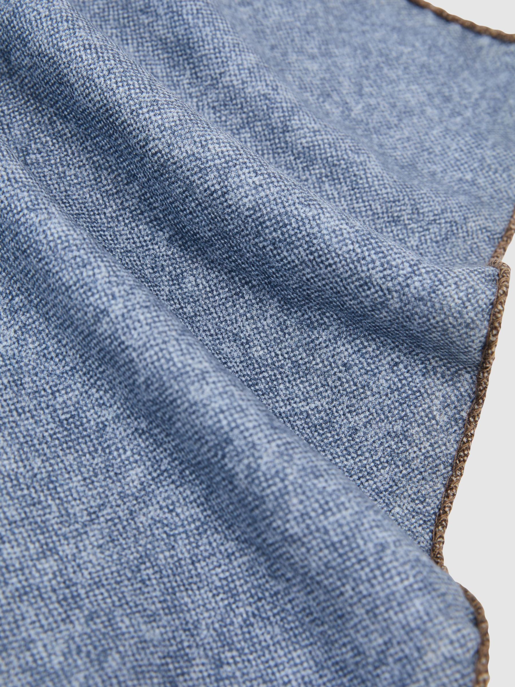 Silk Floral Medallion-Print Pocket Square in Mid Blue - Image 4 of 4