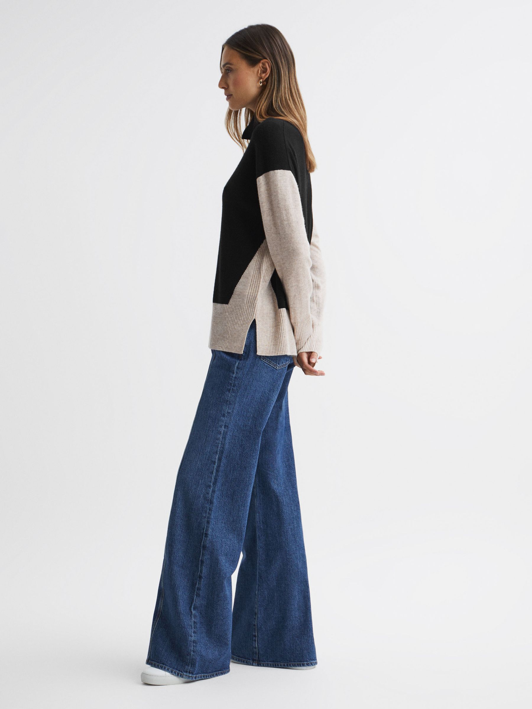 Alexis Stone/Black Wool Blend Roll Neck Jumper - Image 3 of 5