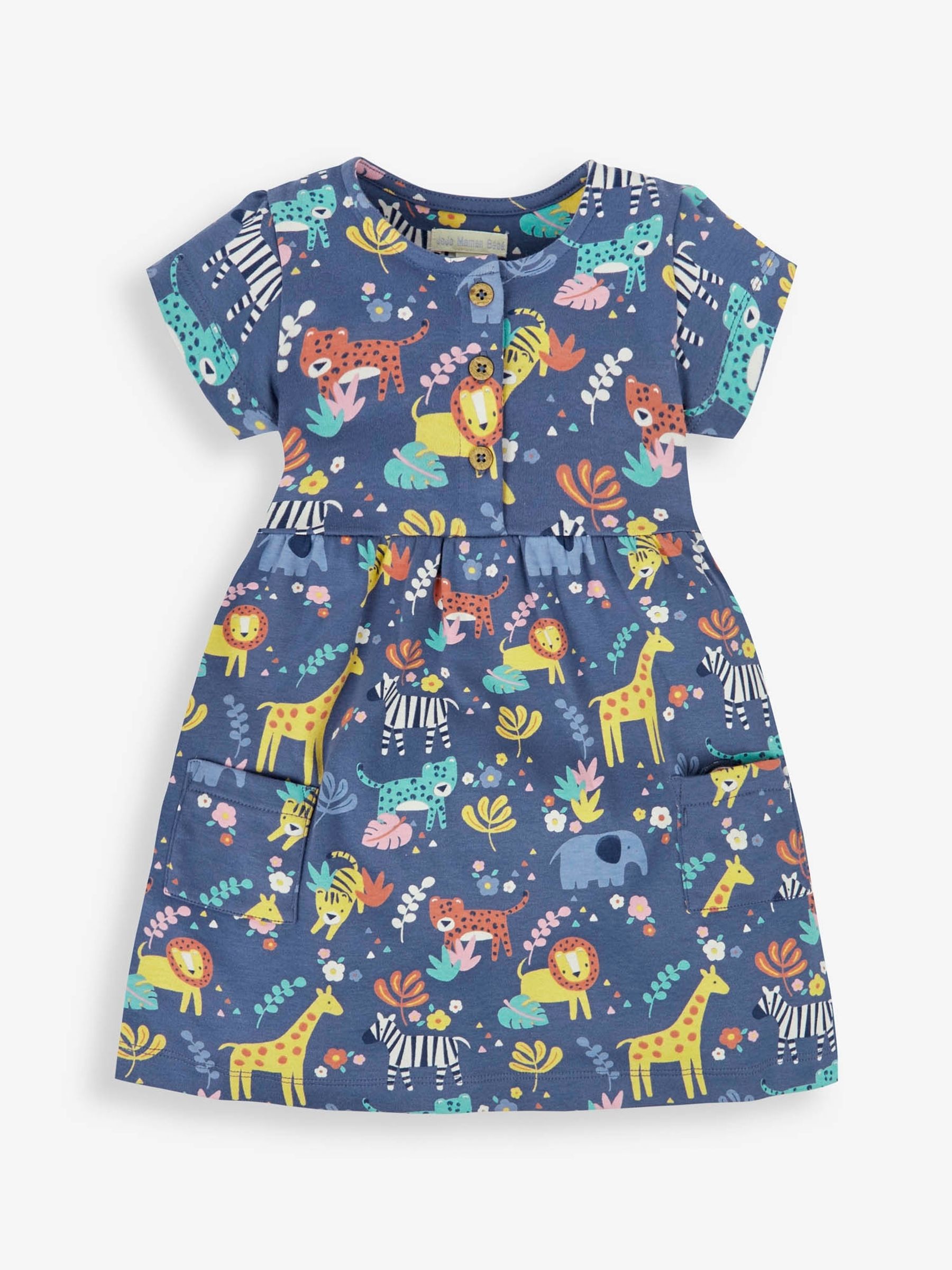 Denim Safari Print With Pet In Pocket Button Front Dress - Image 1 of 3
