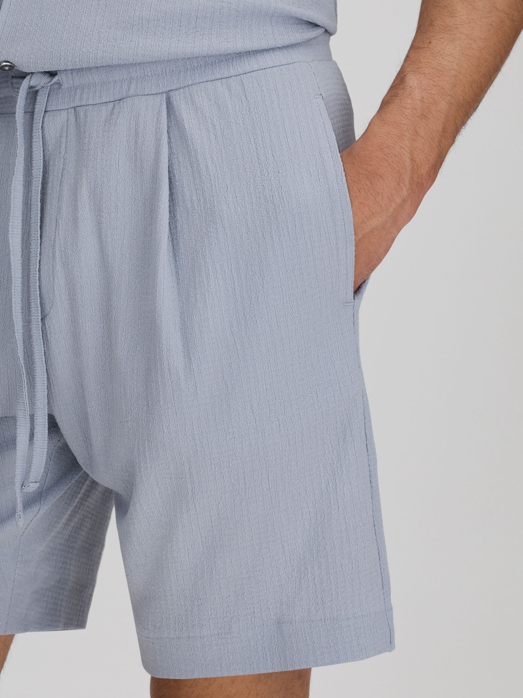 Textured Drawstring Shorts in Porcelain Blue - Image 4 of 6