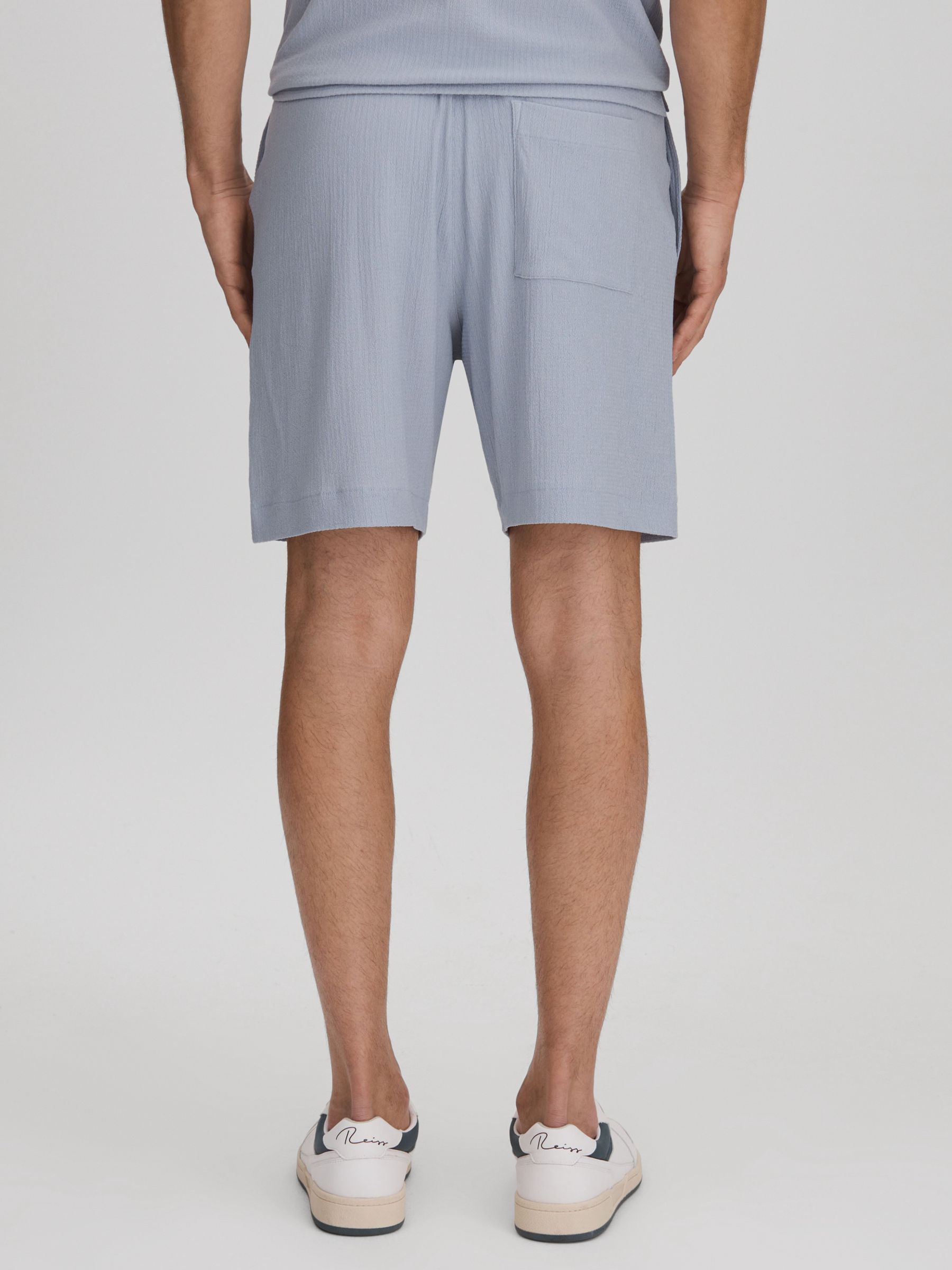 Textured Drawstring Shorts in Porcelain Blue - Image 5 of 6