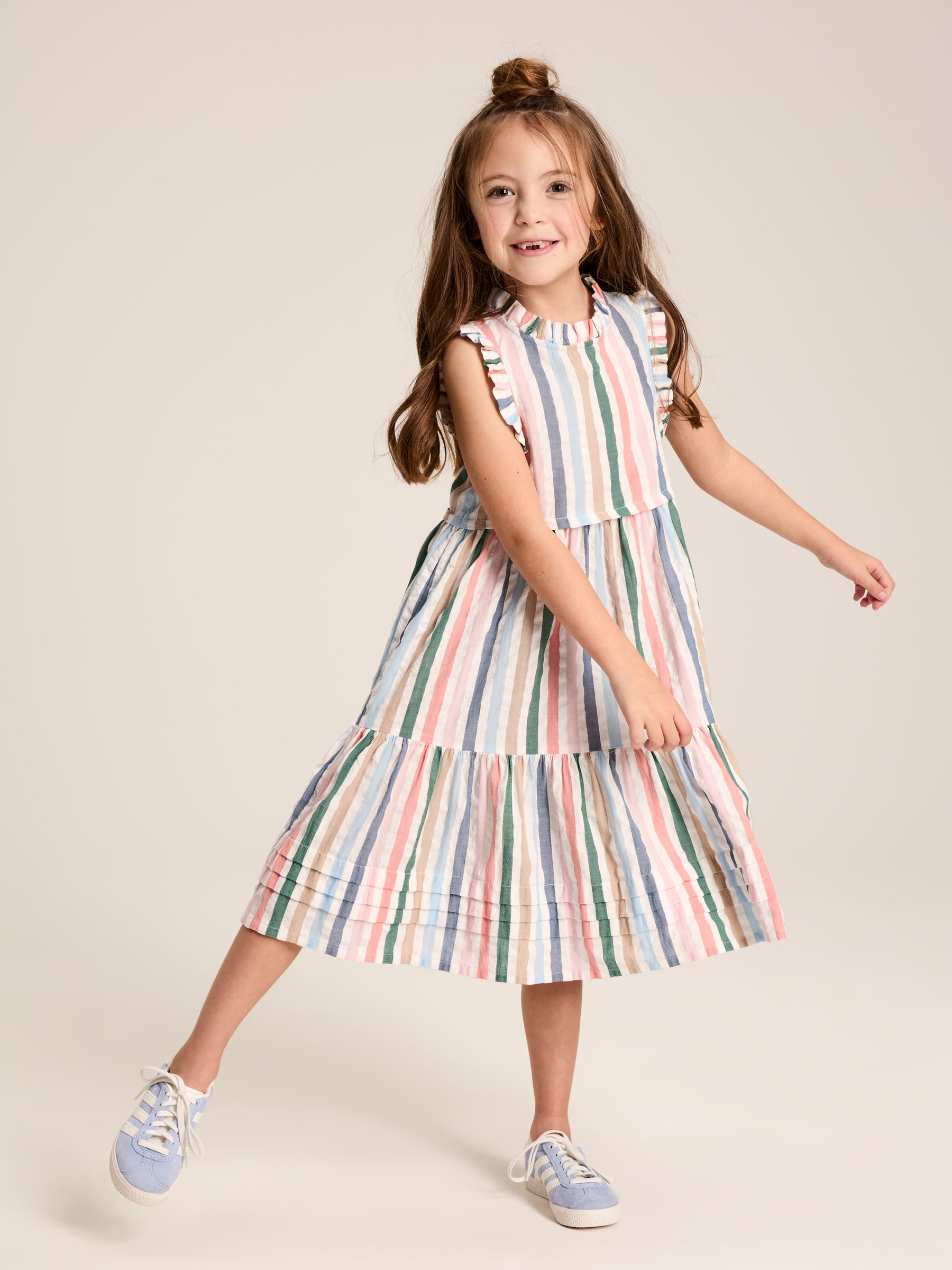 Girls' Poppie Multi Stripe Tiered Dress - Image 1 of 6