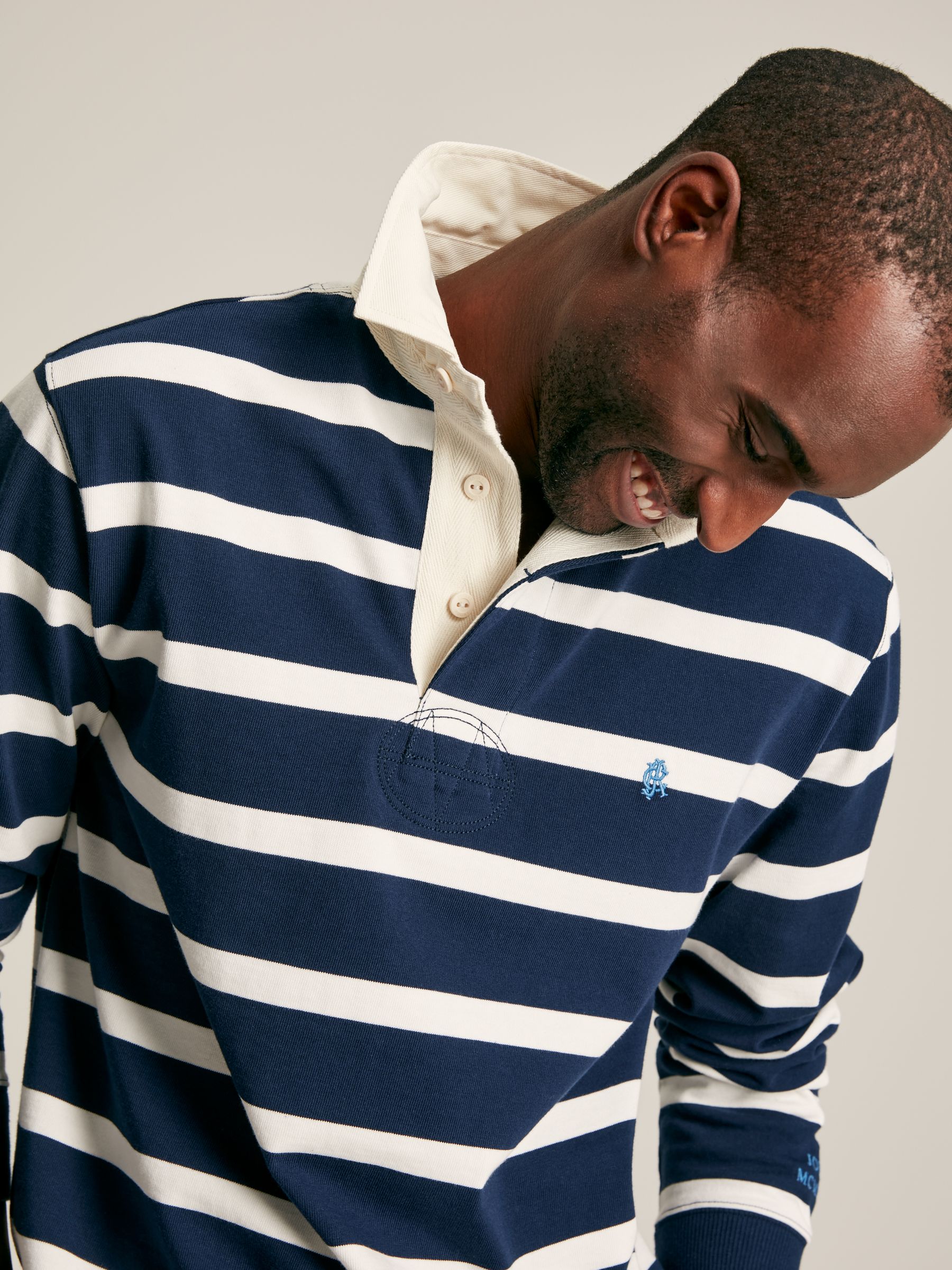 Onside Navy/White Striped Rugby Shirt | Joules