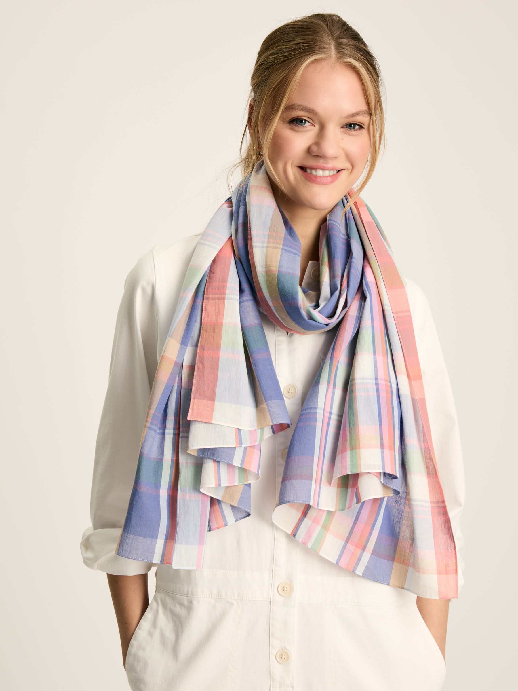 Harlyn Blue Cotton Summer Scarf - Image 1 of 1