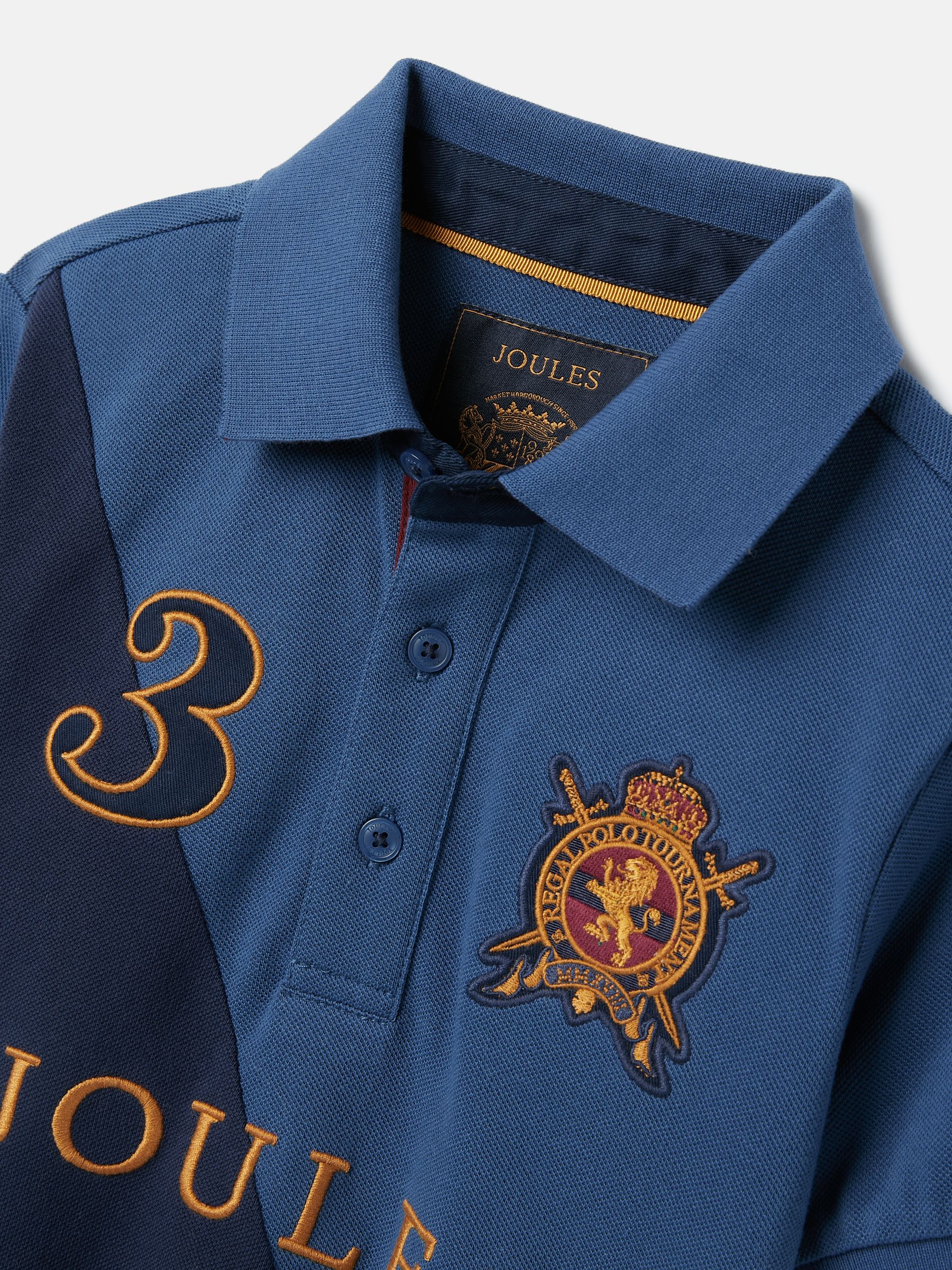 Harry Blue Embroidered Pique Cotton Polo Shirt - Image 3 of 6