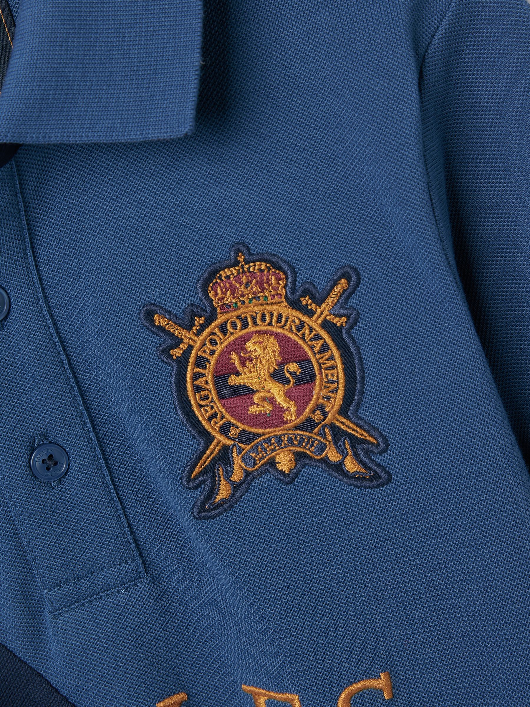 Harry Blue Embroidered Pique Cotton Polo Shirt - Image 4 of 6