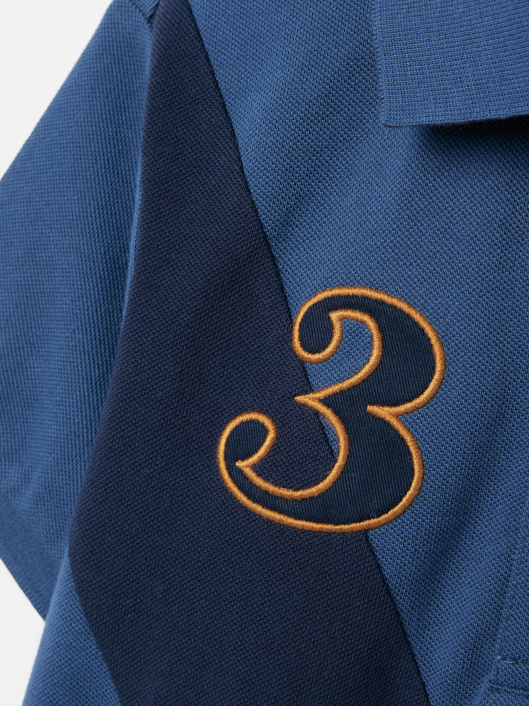 Harry Blue Embroidered Pique Cotton Polo Shirt - Image 5 of 6