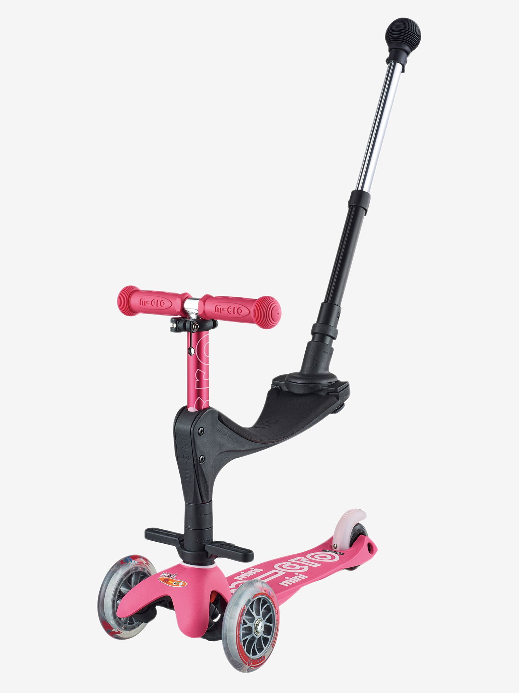 Pink Mini Micro 3-in-1 Deluxe Push Along Scooter Pink - Image 1 of 8