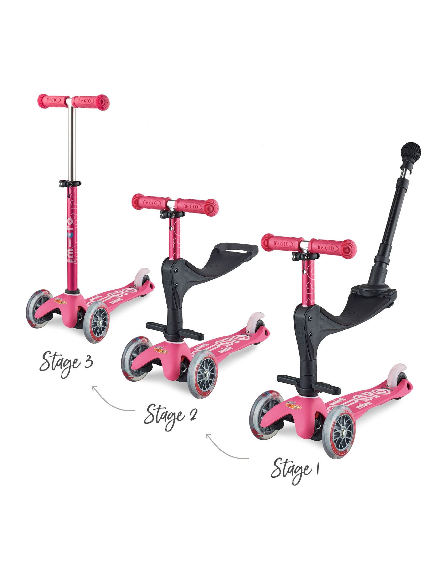 Pink Mini Micro 3-in-1 Deluxe Push Along Scooter Pink - Image 8 of 8