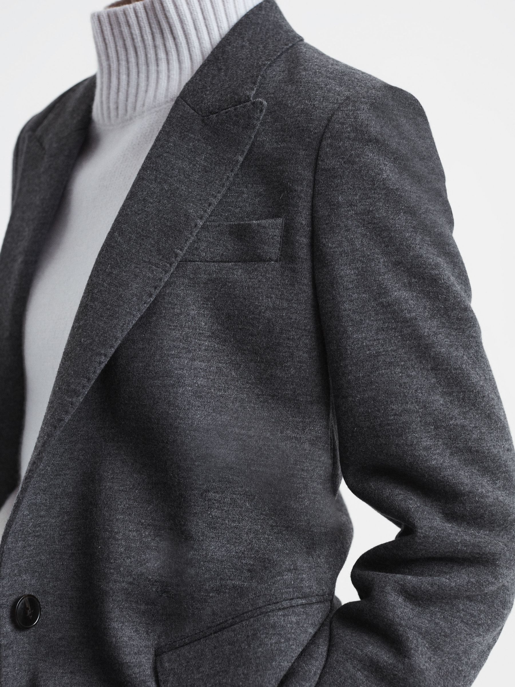 Wool Single Breasted Blazer in Charcoal - Image 1 of 7 Wool Single Breasted Blazer in Charcoal - Image 1 of 7