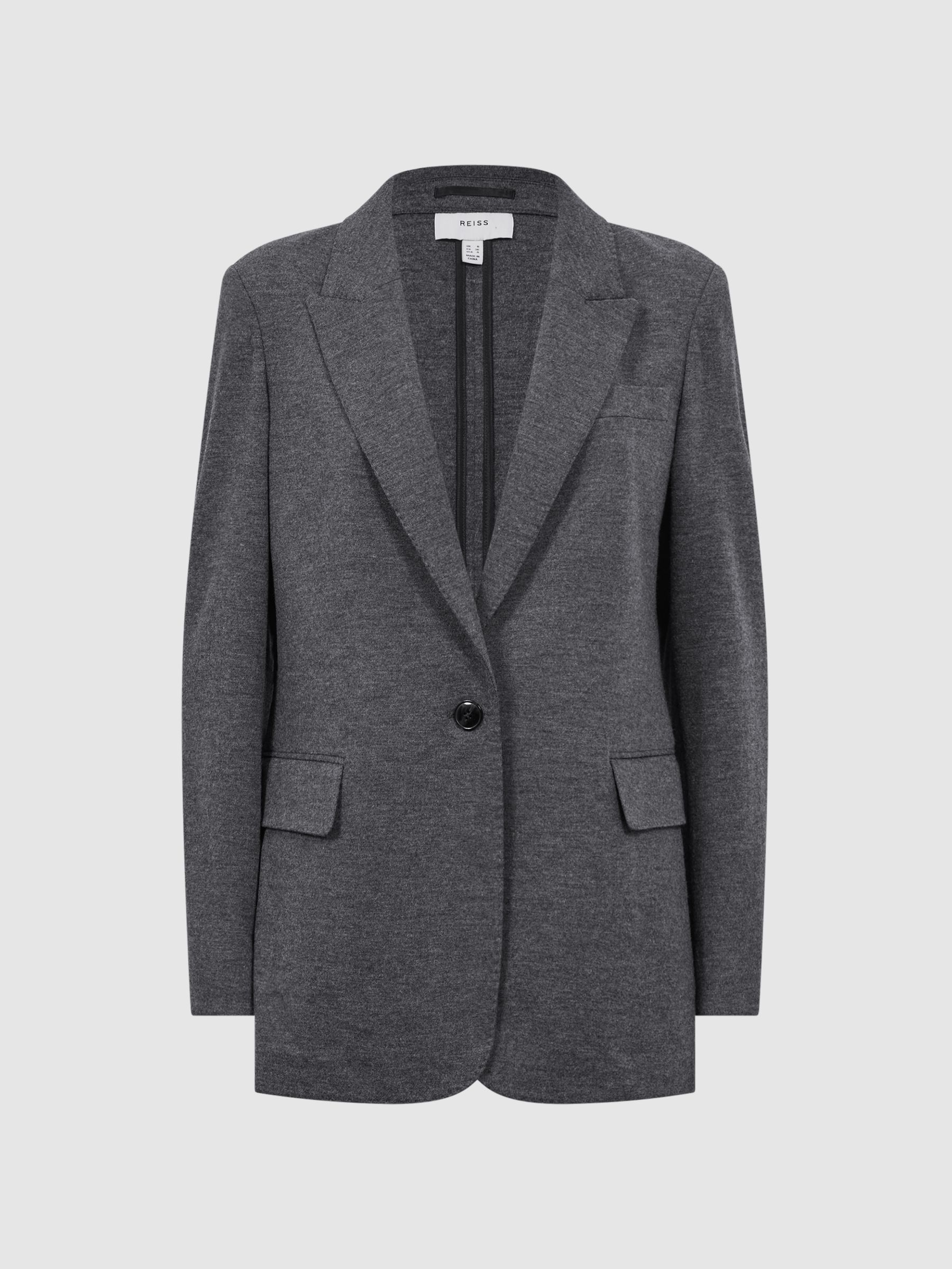 Reiss Wool Single Breasted Blazer in Charcoal - REISS