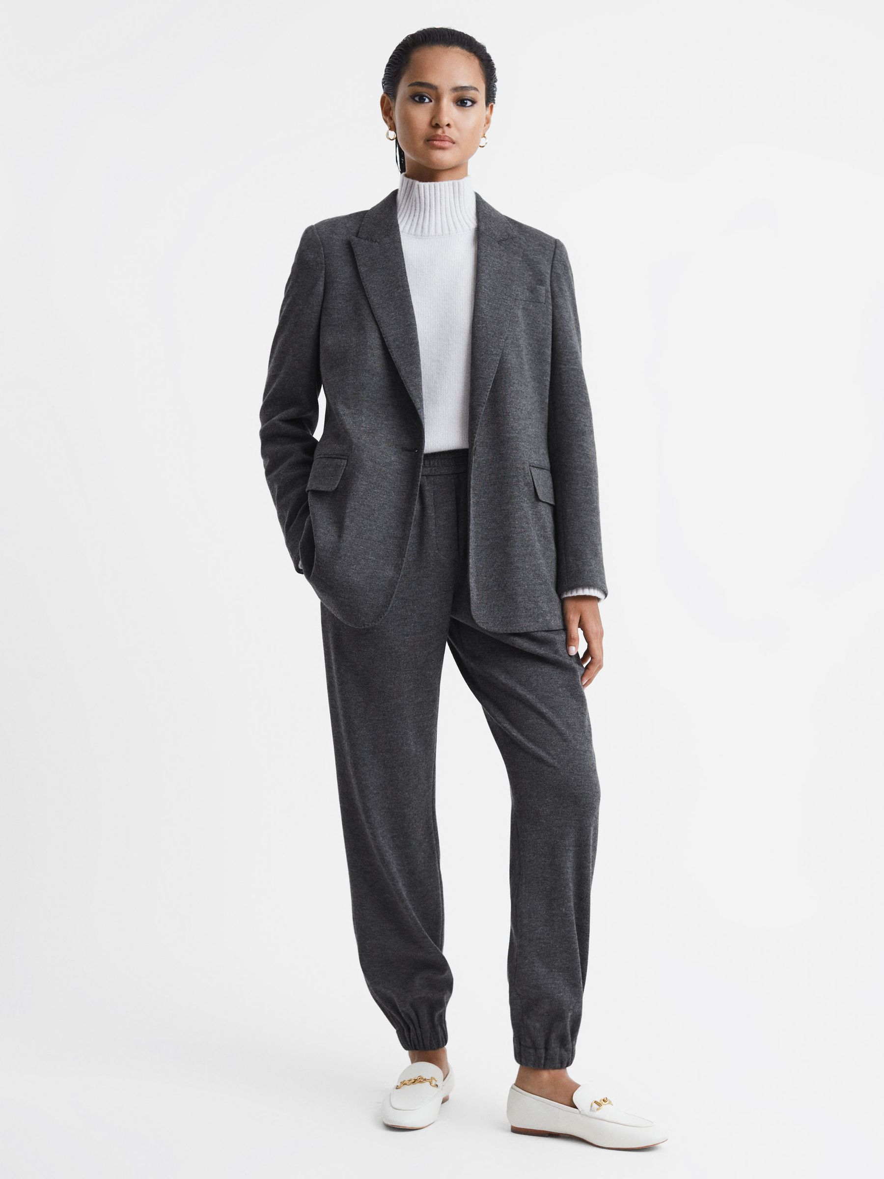 Wool Single Breasted Blazer in Charcoal - Image 4 of 7