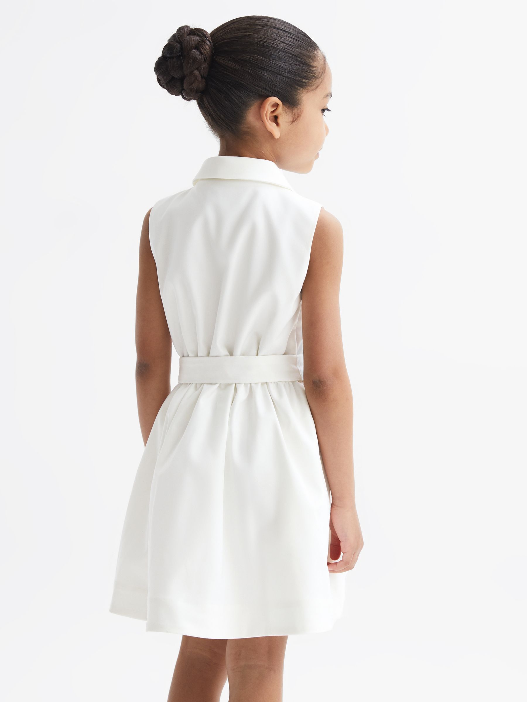 Junior Sleeveless Belted Dress in White - Image 5 of 8