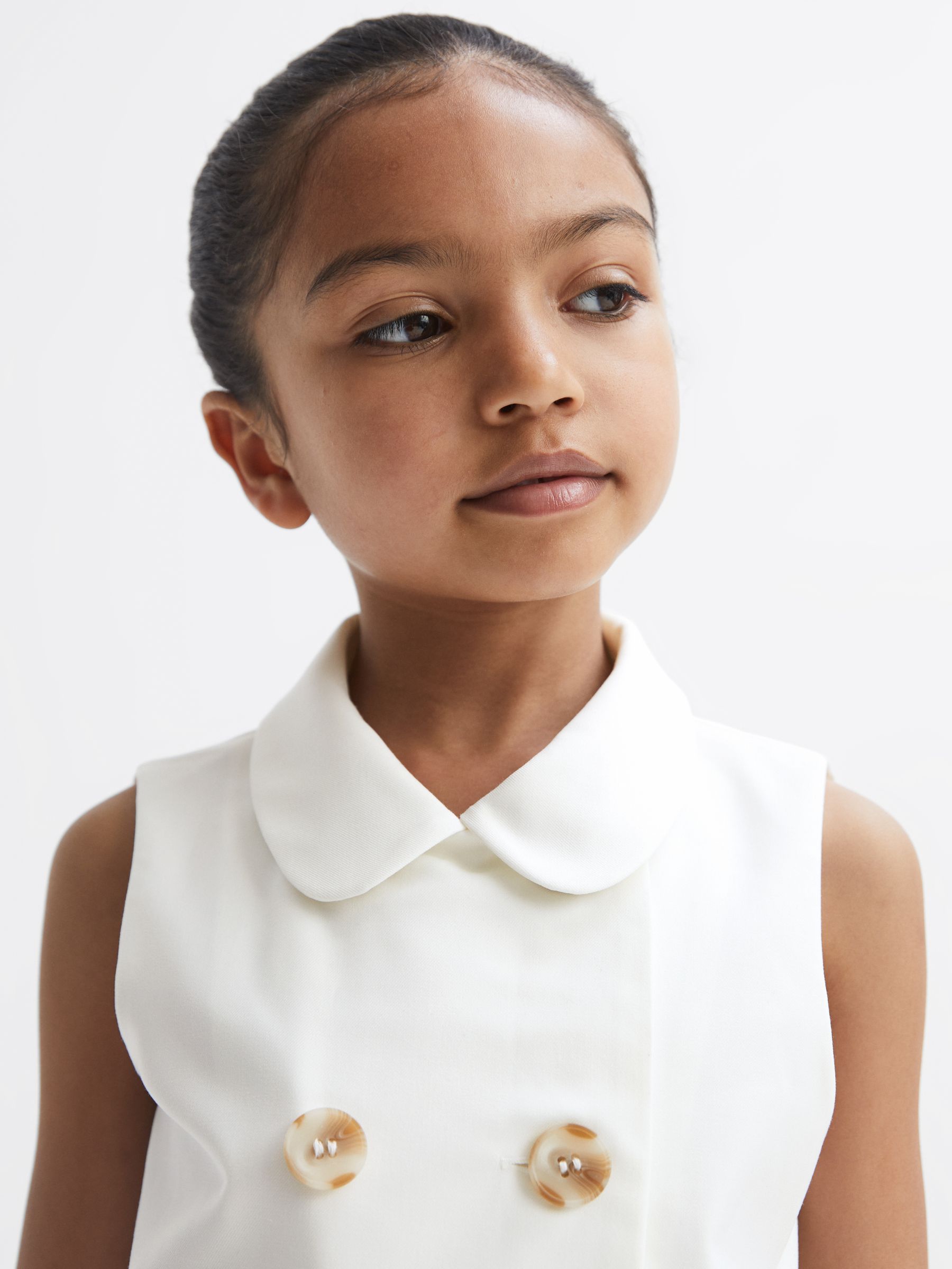 Junior Sleeveless Belted Dress in White - Image 6 of 8