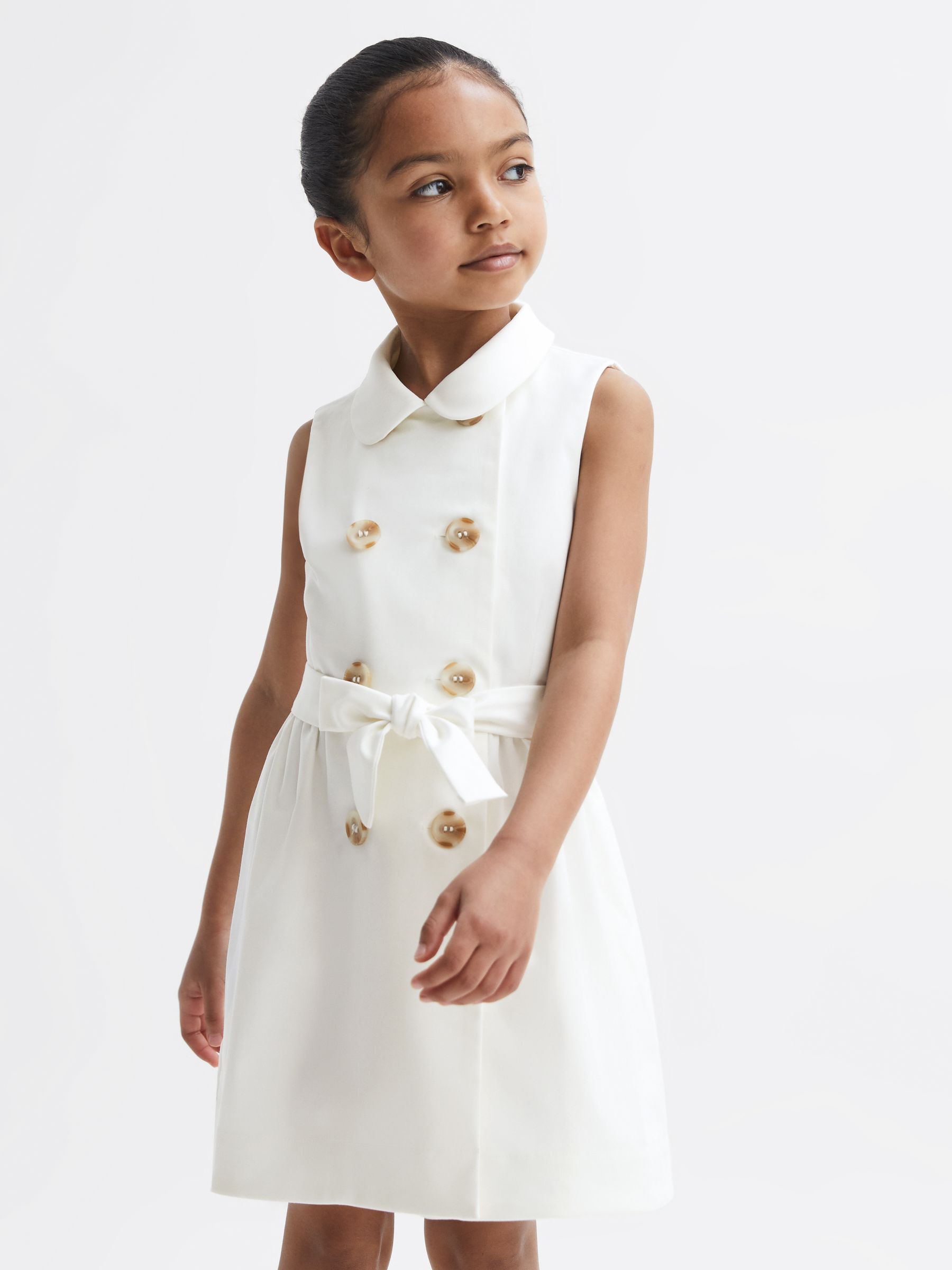 Junior Sleeveless Belted Dress in White - Image 7 of 8