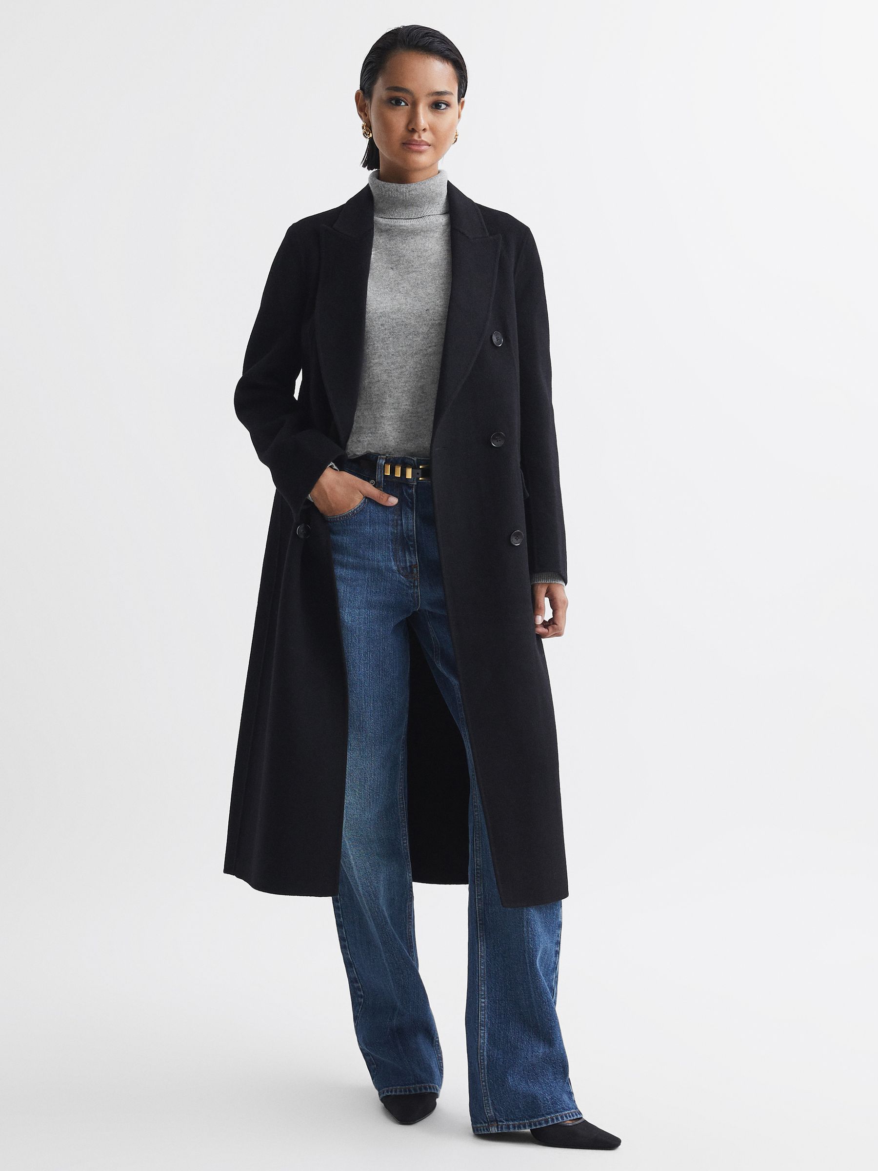 Fitted Cashmere Roll Neck Top in Grey - Image 3 of 5