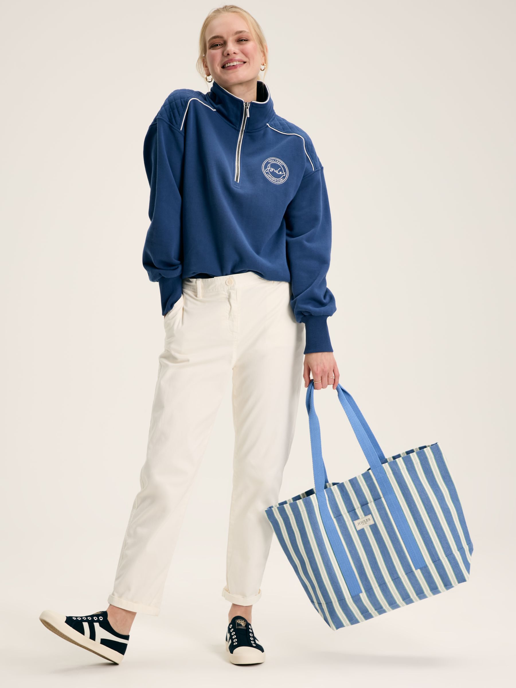 Promenade Blue & White Striped Canvas Beach Bag - Image 2 of 6