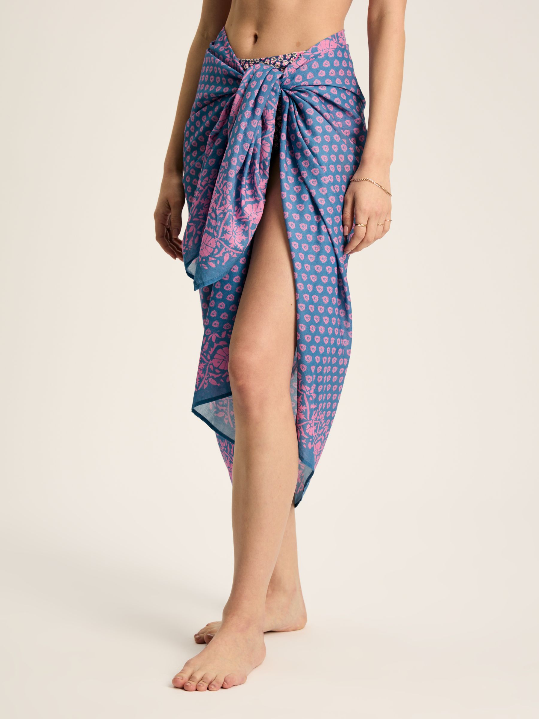 Thornham Blue & Pink Printed Sarong Scarf - Image 2 of 5