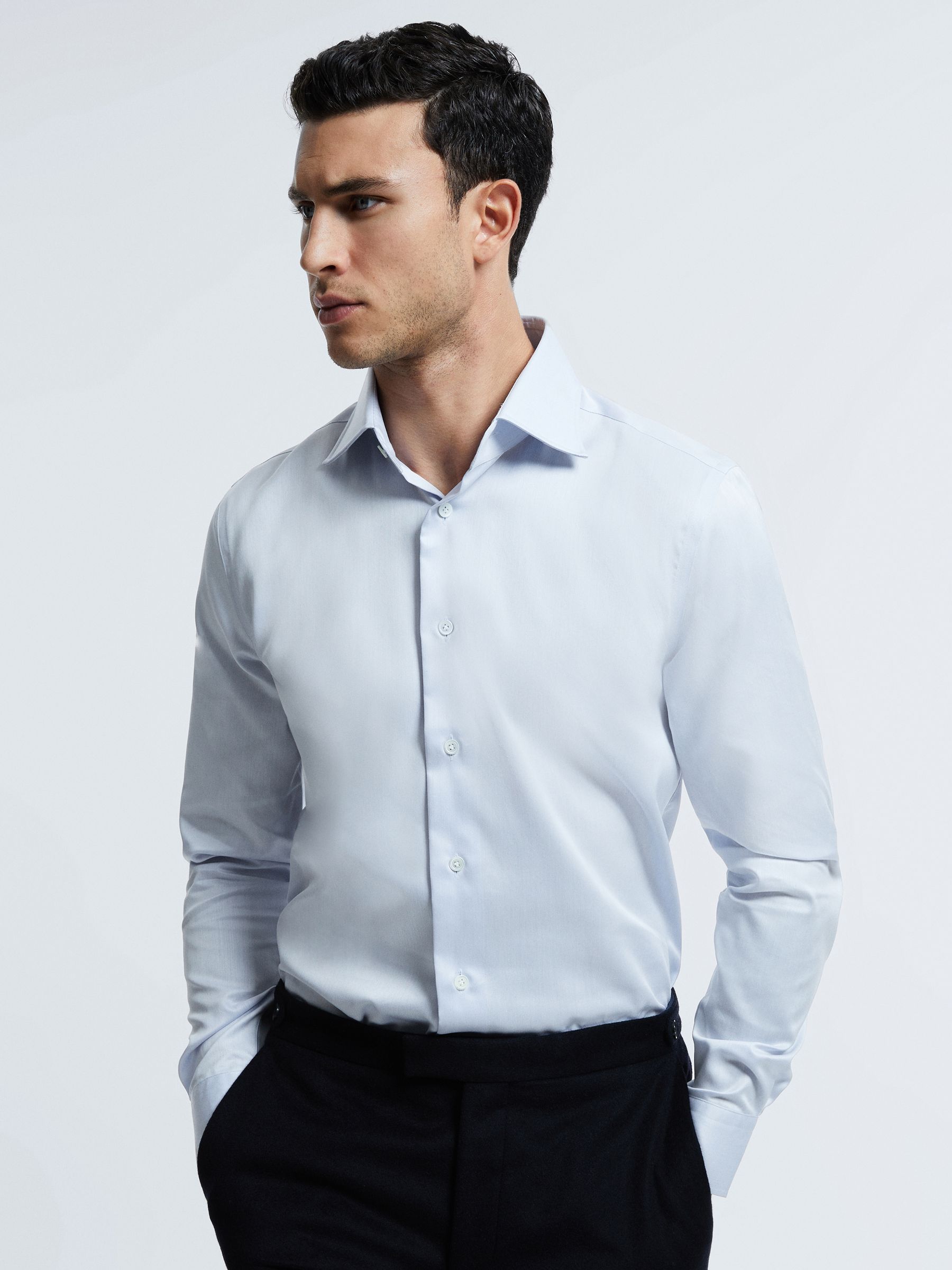 Atelier Cotton Mother of Pearl Shirt in Soft Blue - Image 1 of 1