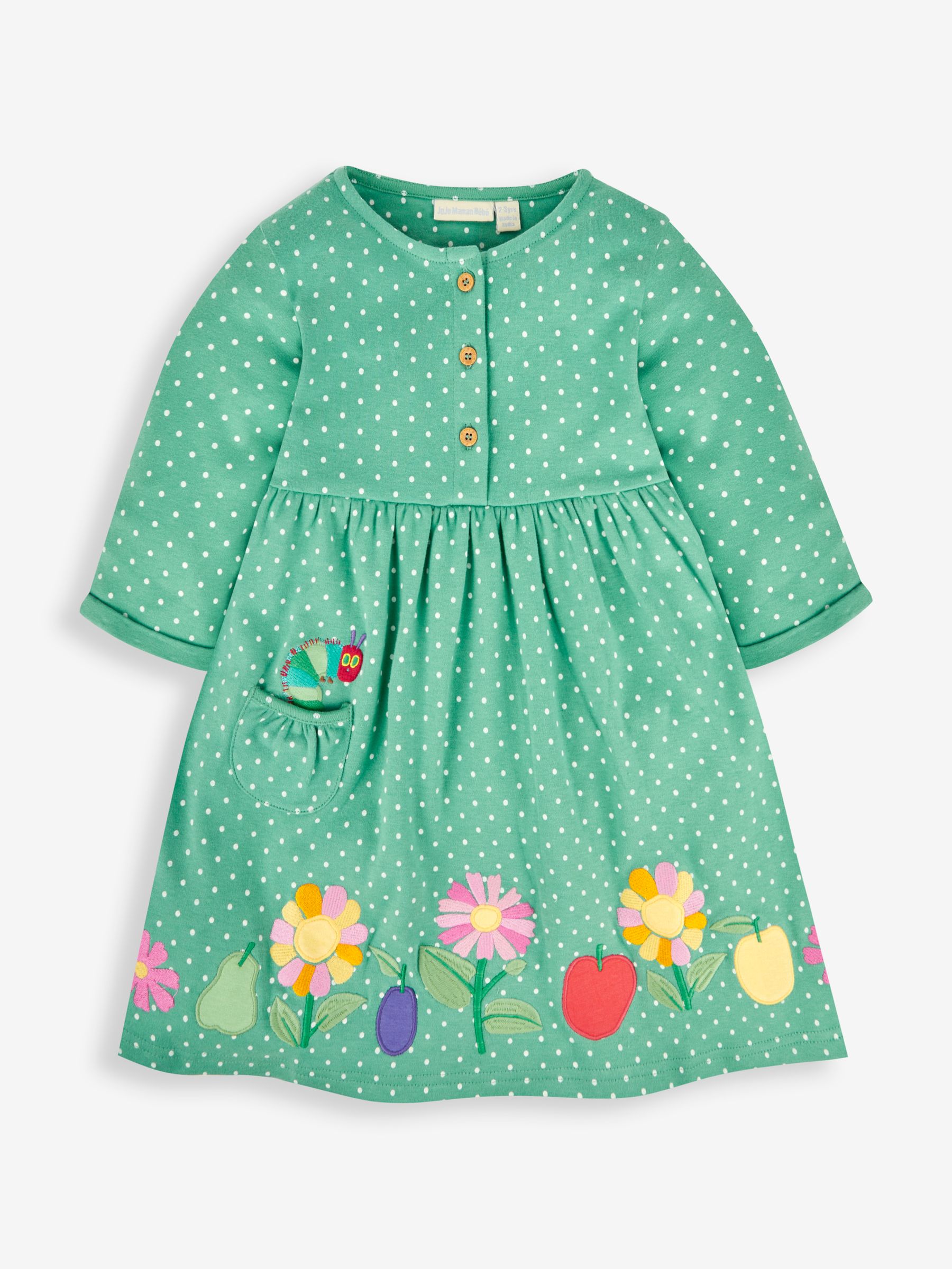 Duck Egg Girls' The Very Hungry Caterpillar Appliqué With Pet In Pocket Button Front Dress - Image 2 of 4
