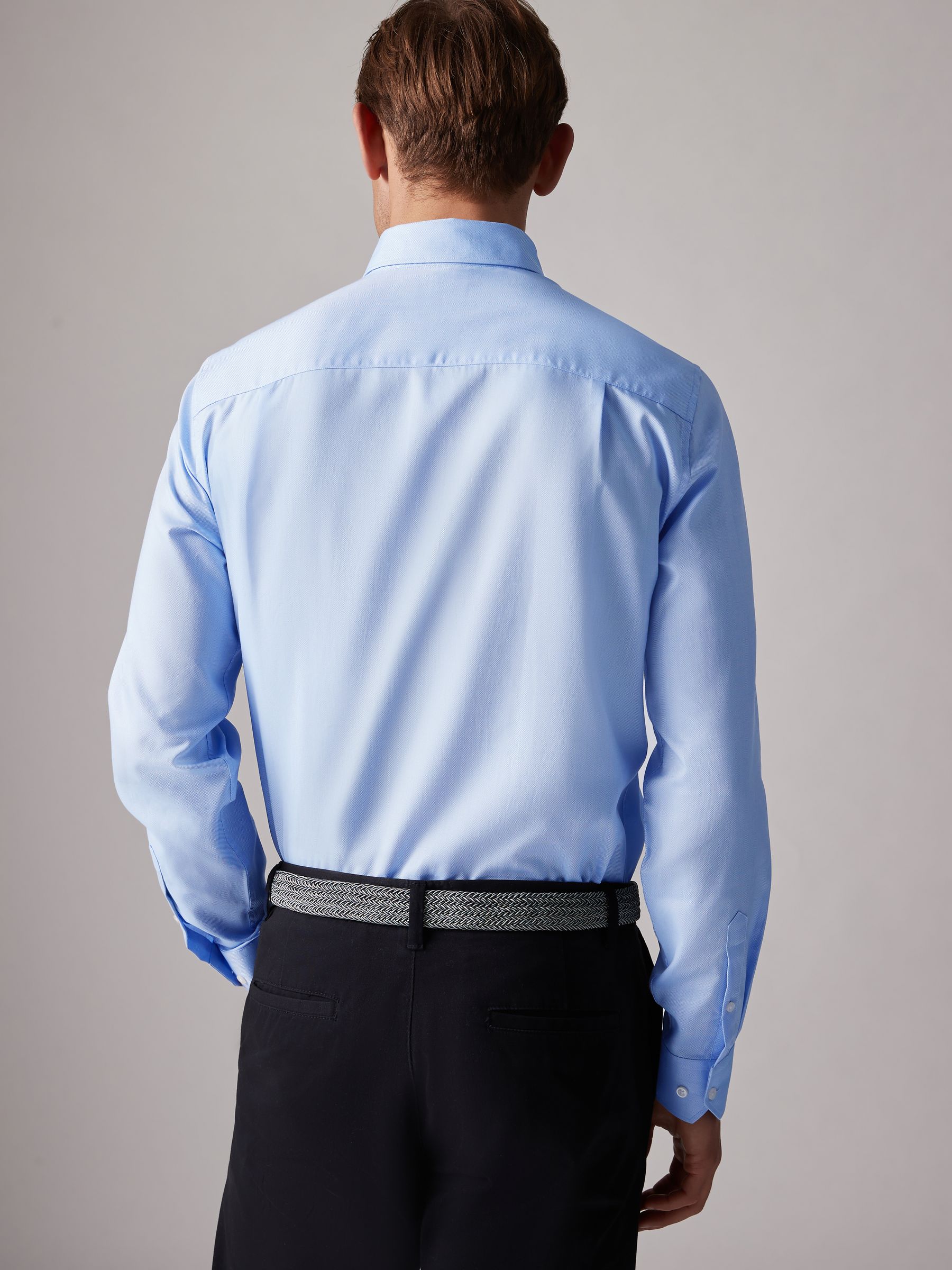 Light Blue Slim Fit Oxford Shirt - Image 3 of 8
