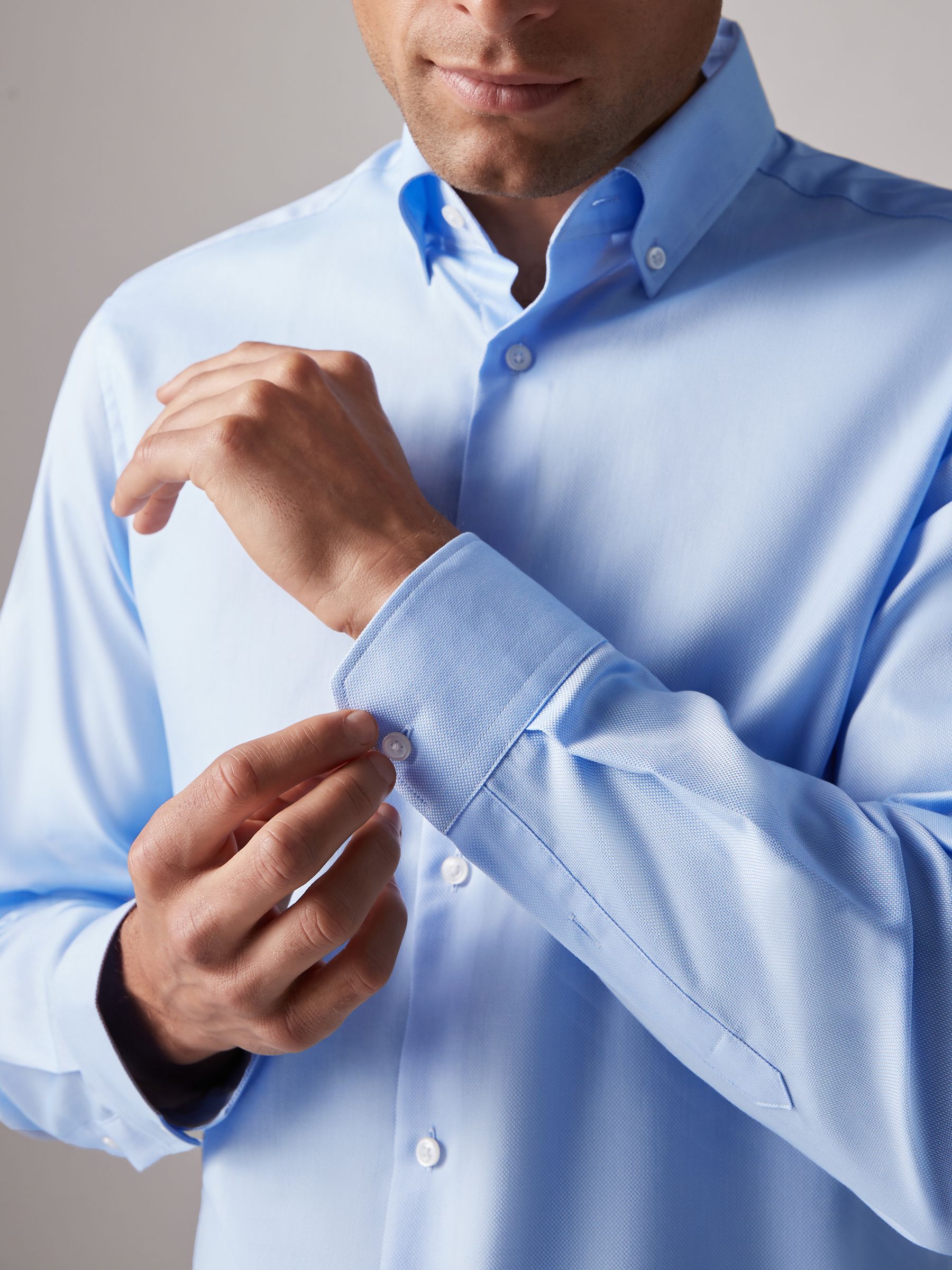 Light Blue Slim Fit Oxford Shirt - Image 5 of 8