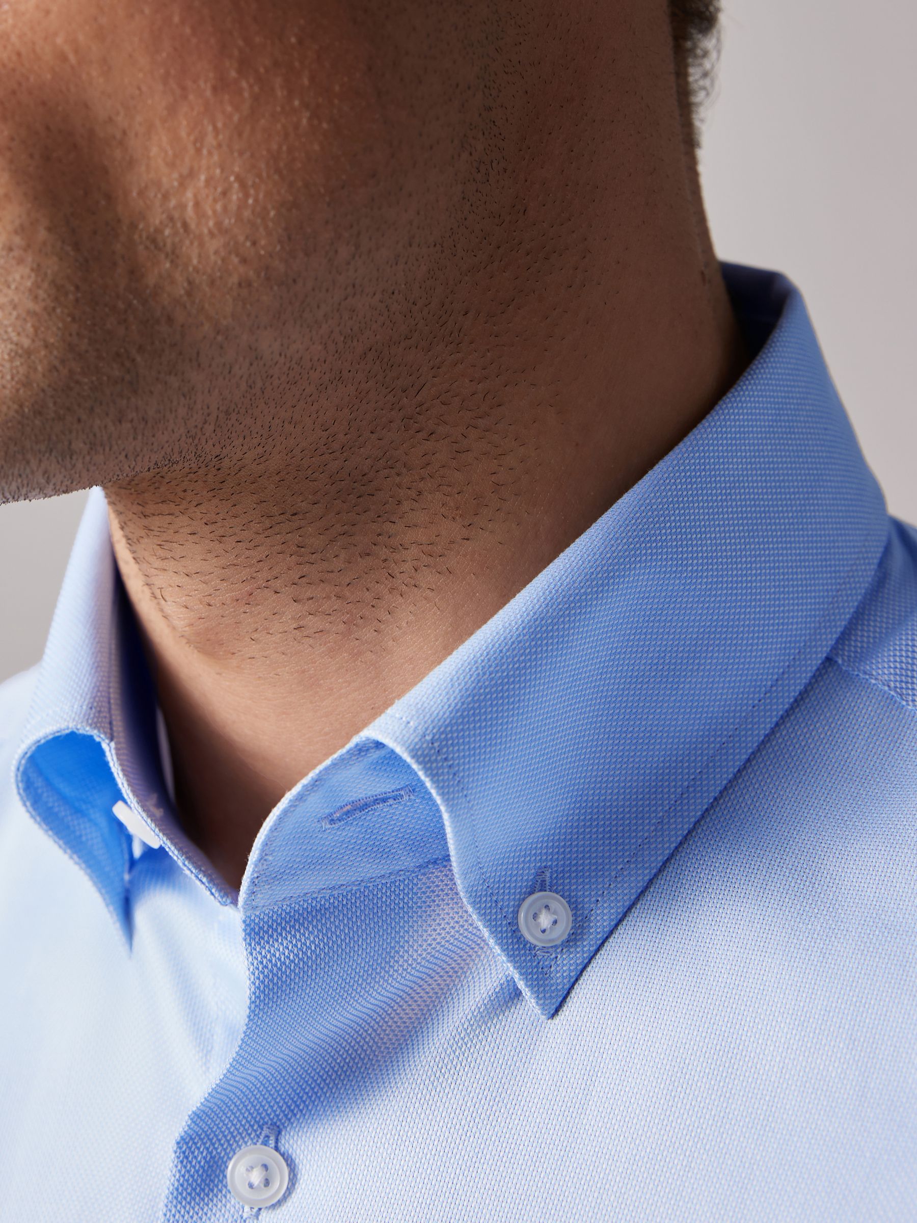 Light Blue Slim Fit Oxford Shirt - Image 6 of 8