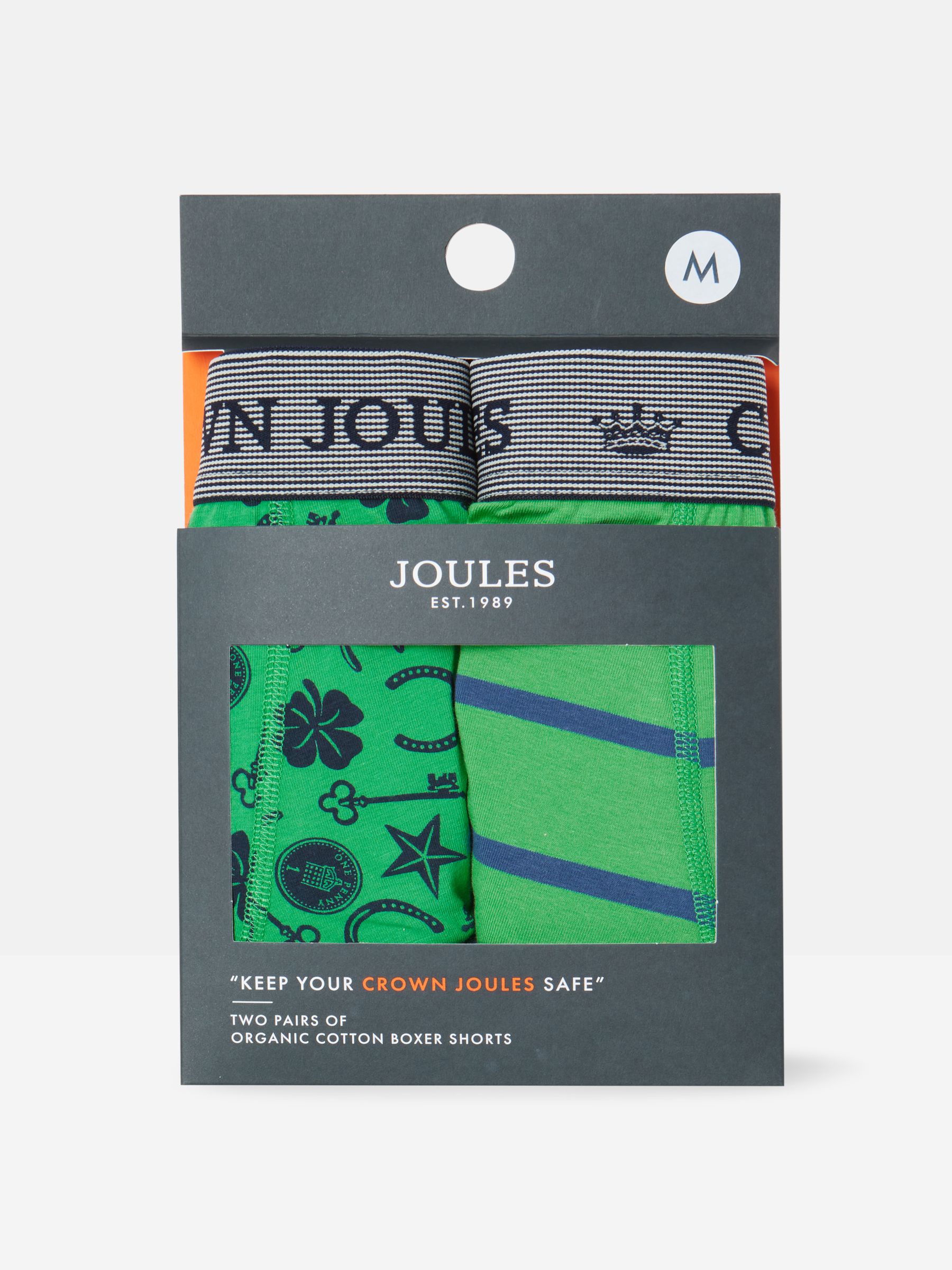 Crown Joules Green Lucky Charm Pack of Two Cotton Boxers - Image 1 of 4