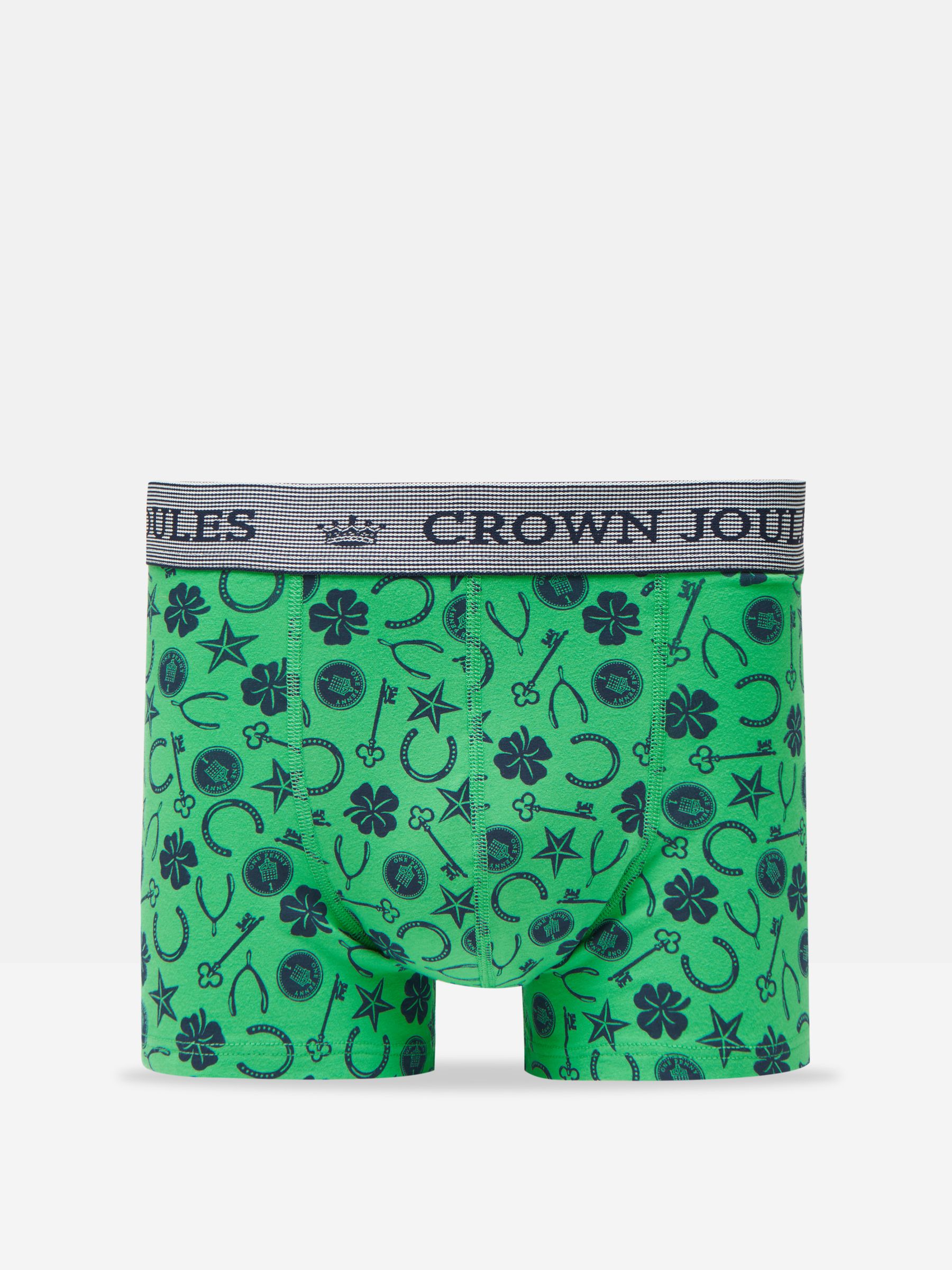 Crown Joules Green Lucky Charm Pack of Two Cotton Boxers - Image 3 of 4