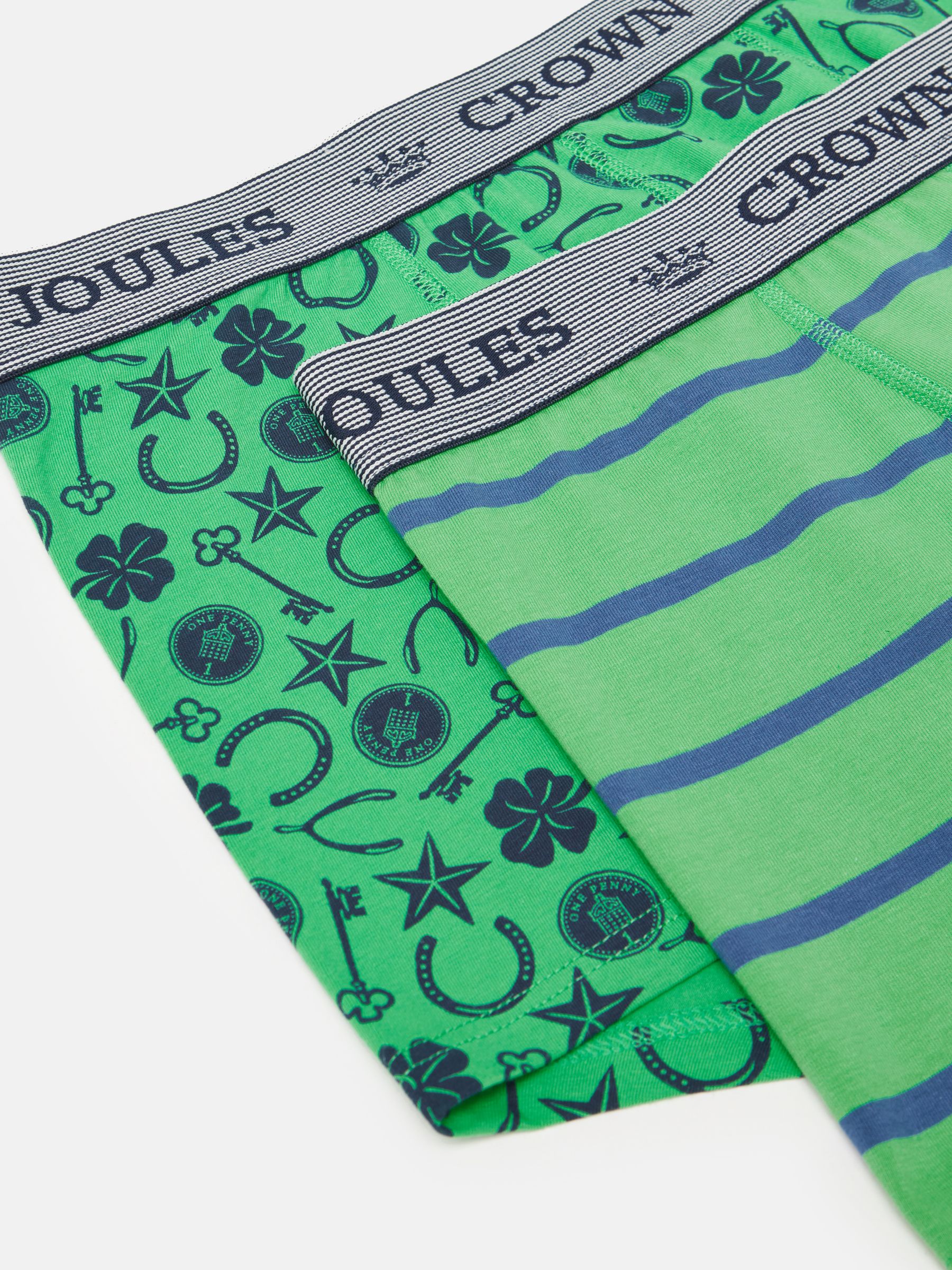 Crown Joules Green Lucky Charm Pack of Two Cotton Boxers - Image 4 of 4