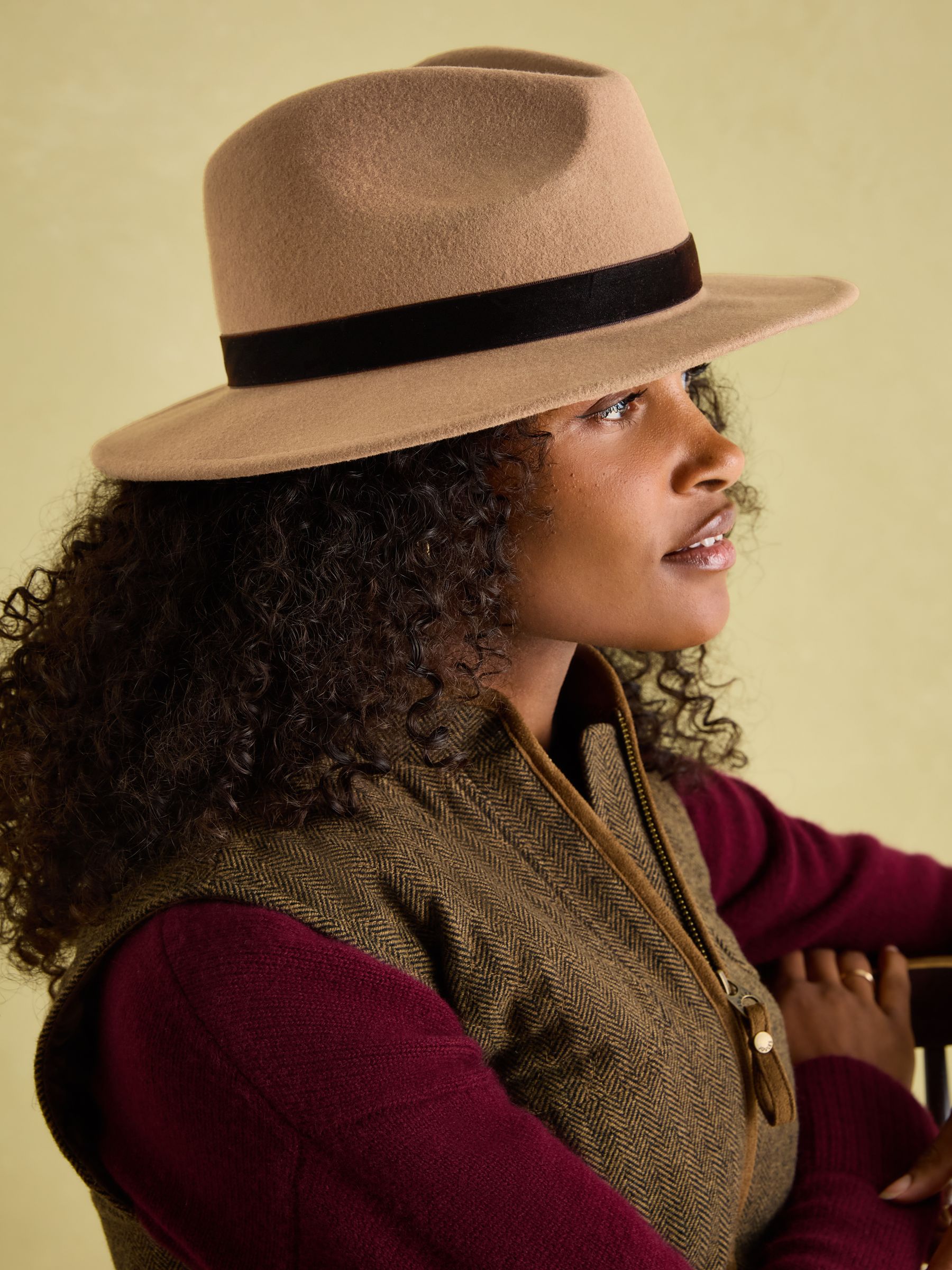 Maude Brown Wool Fedora Hat Joules