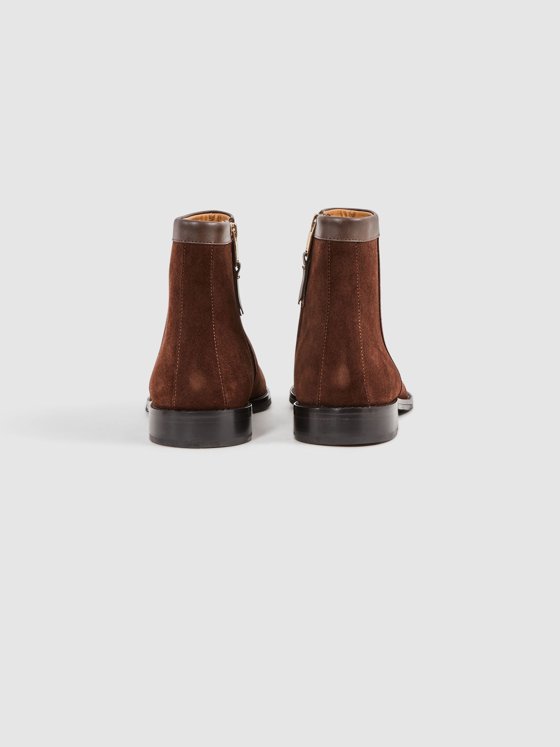 Suede Zip-Through Boots in Brown - Image 4 of 5