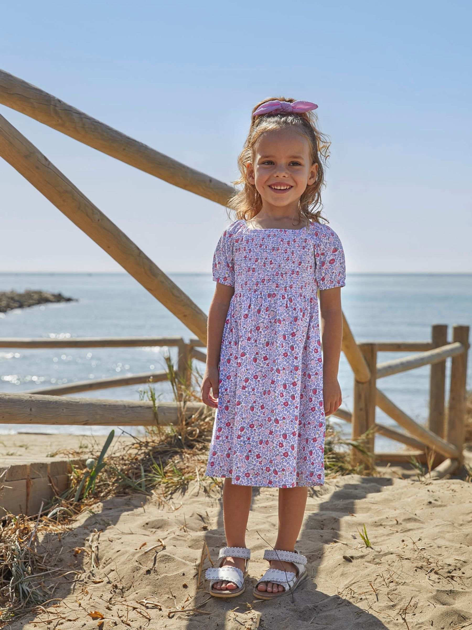 Pink Strawberry Ditsy Print Smocked Dress - Image 1 of 4