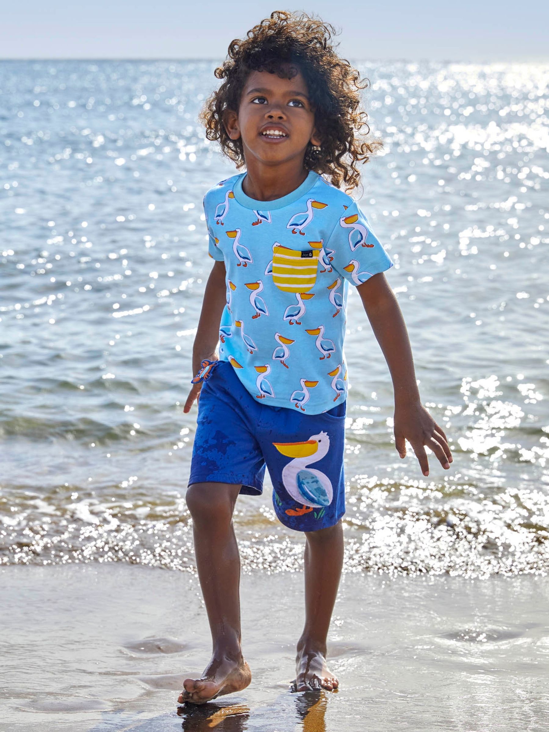 Cobalt Pelican Appliqué With Pet In Pocket Shorts - Image 1 of 6