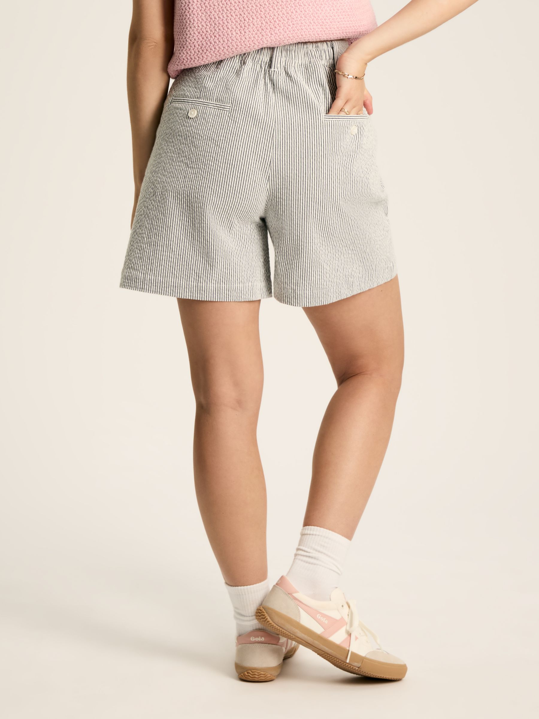 Belmont Navy & White Seersucker Striped Shorts - Image 2 of 6