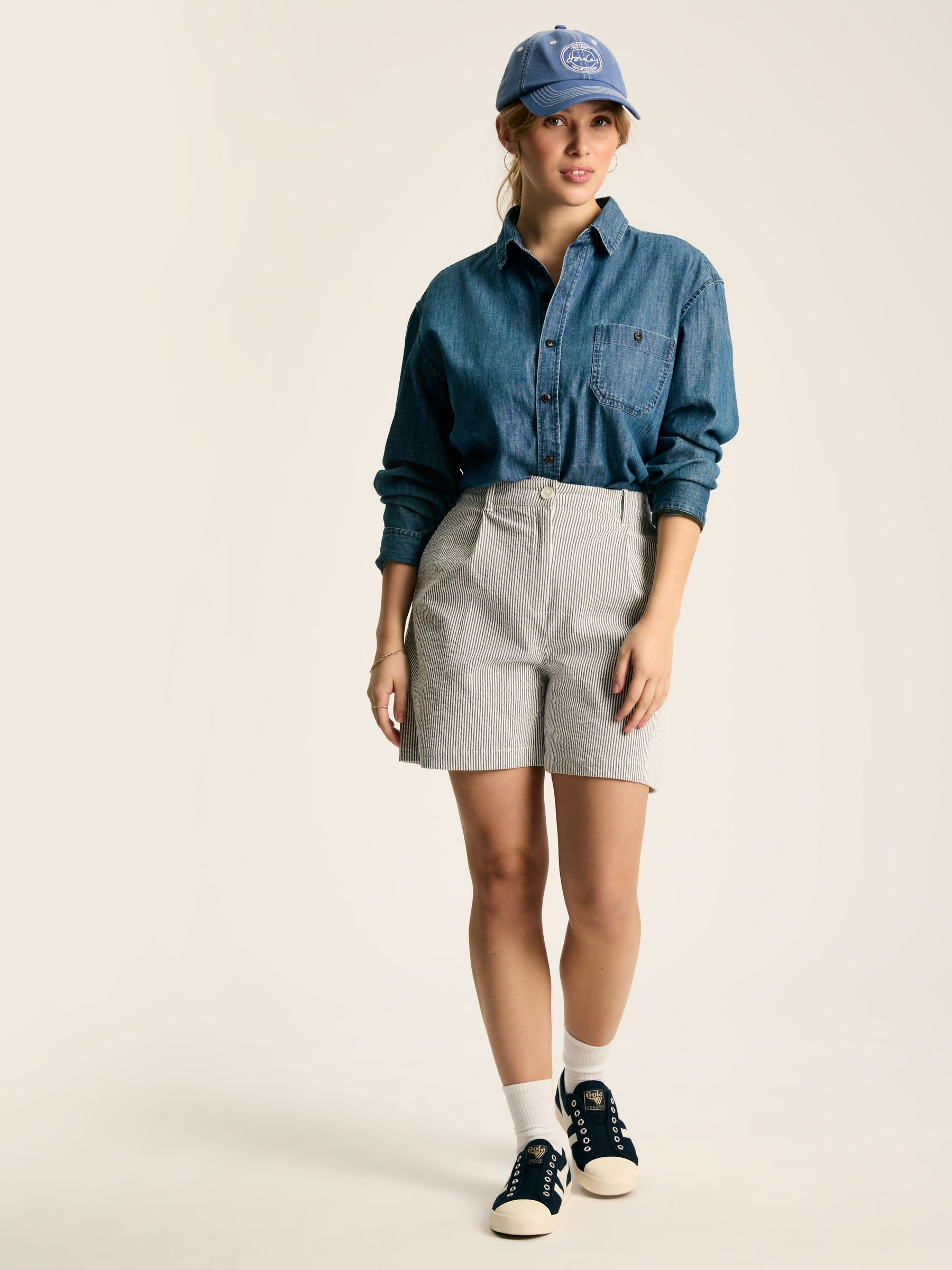 Belmont Navy & White Seersucker Striped Shorts - Image 5 of 6