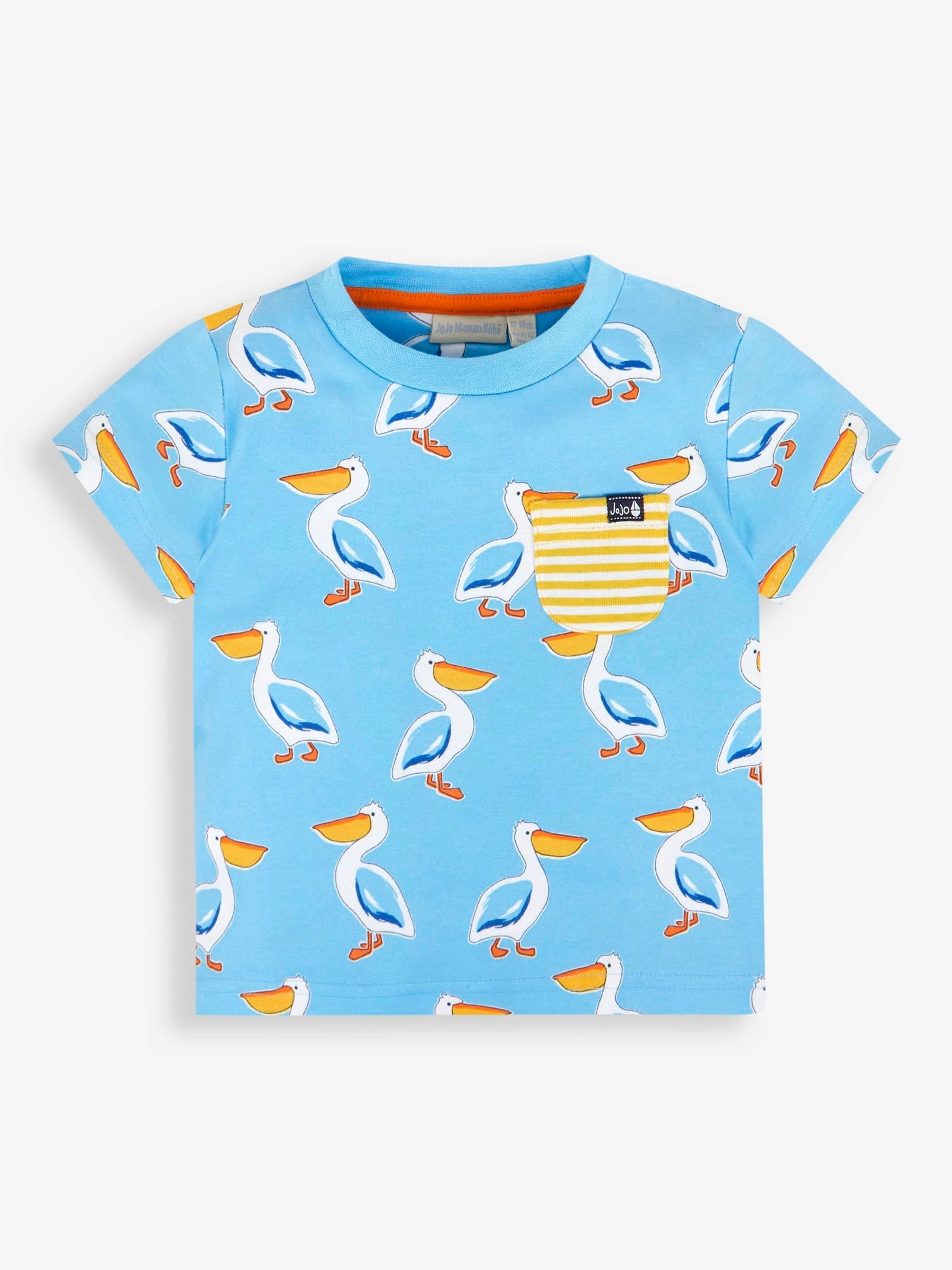 Blue Pelican Print Pocket T-Shirt - Image 3 of 4
