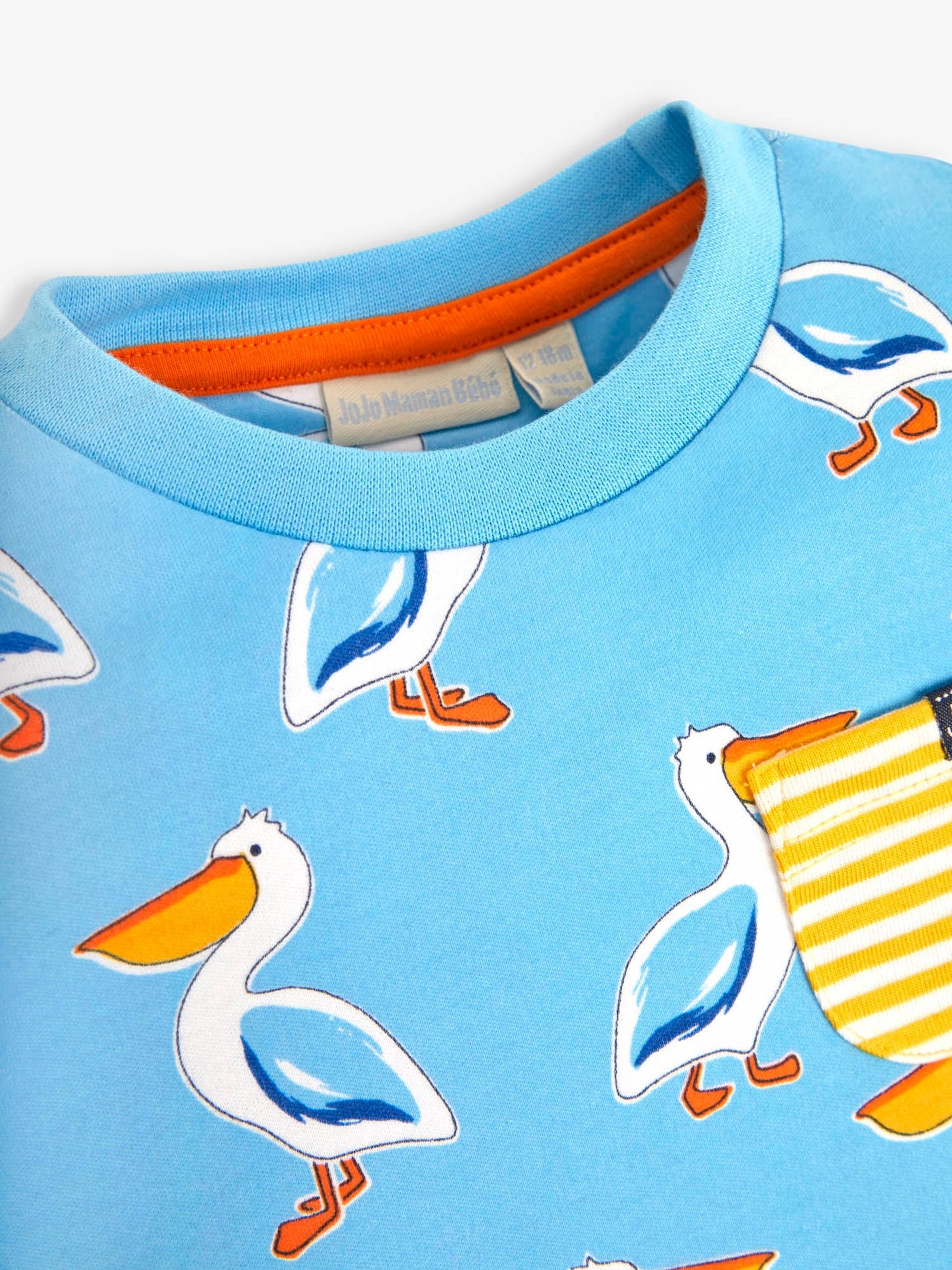 Blue Pelican Print Pocket T-Shirt - Image 4 of 4